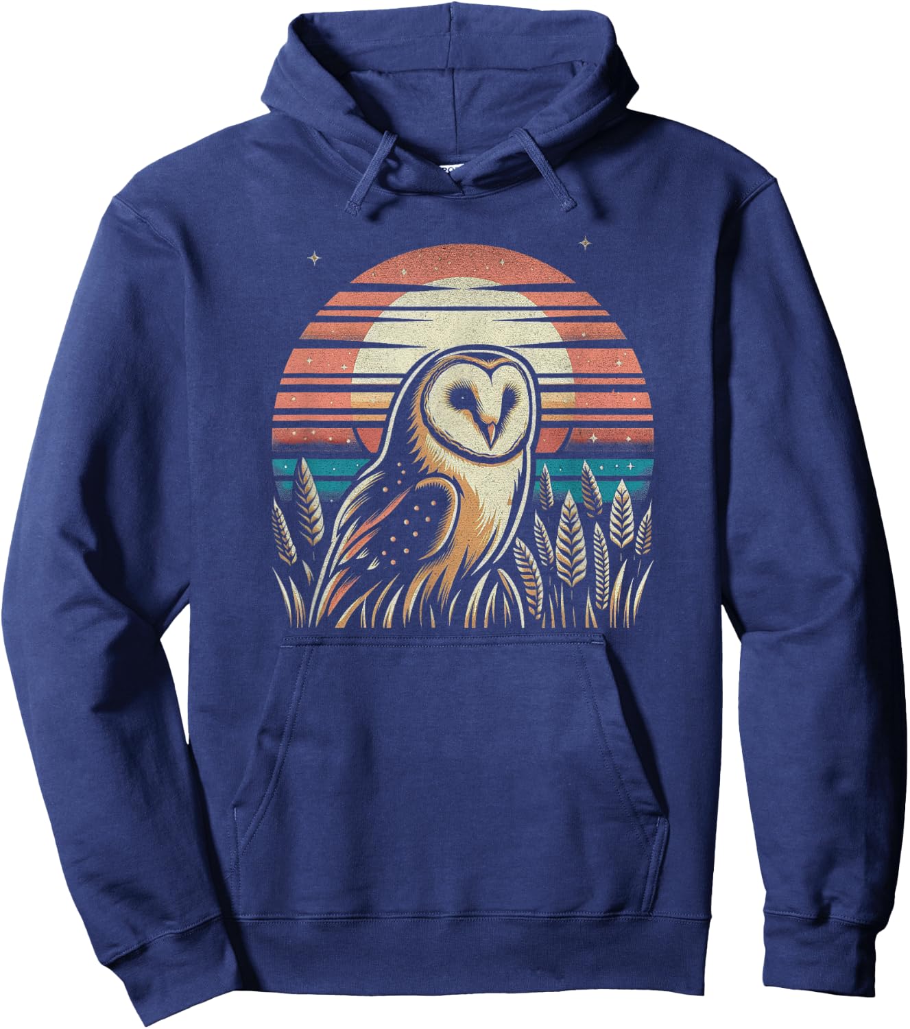 Retro Sunset Barn Owl Graphic Art Design And Men Hoodie - Hoodie | Navy