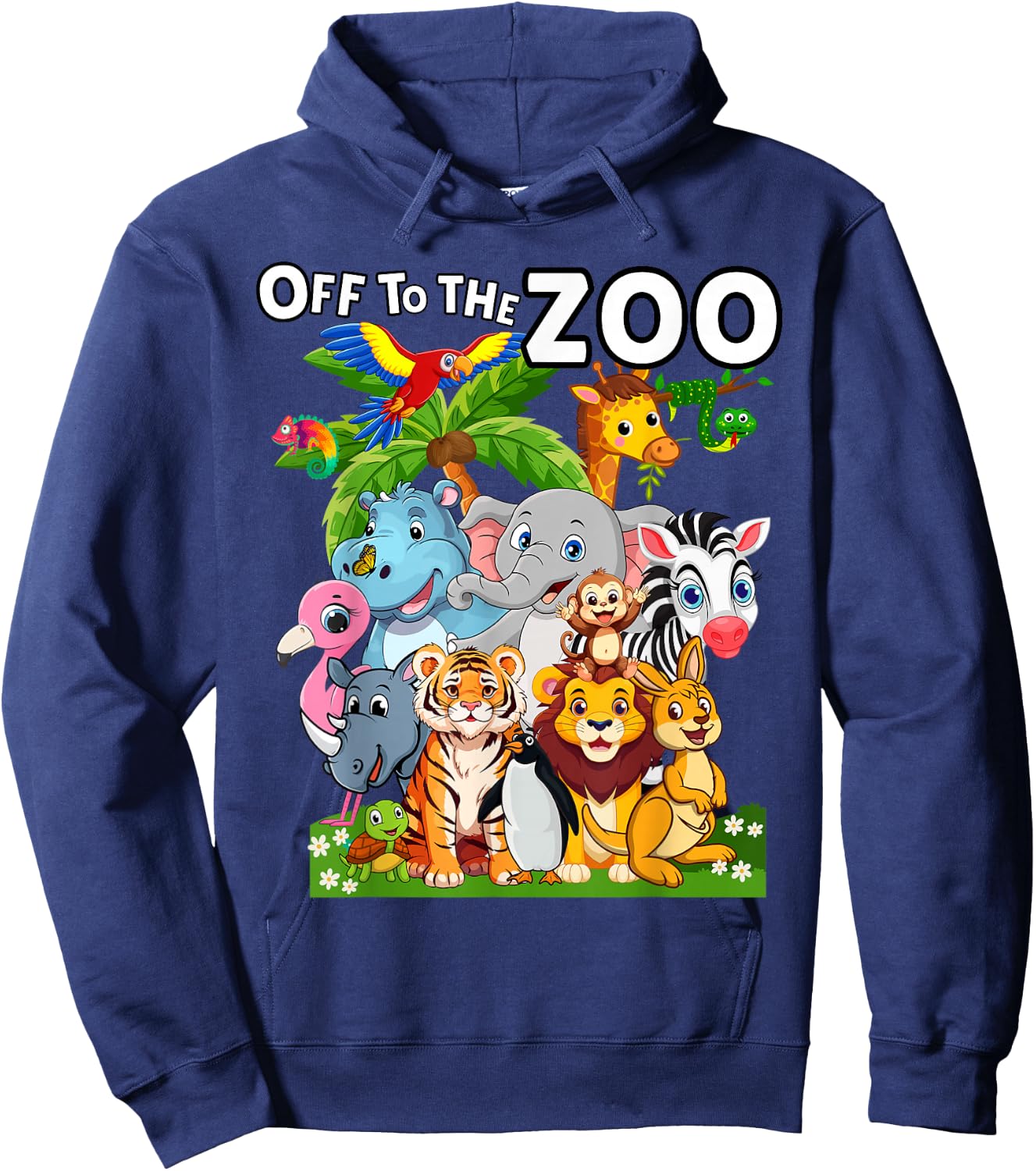 15 Animals Wildlife Birthday Party Safari Off To The Zoo Hoodie - Hoodie | Navy