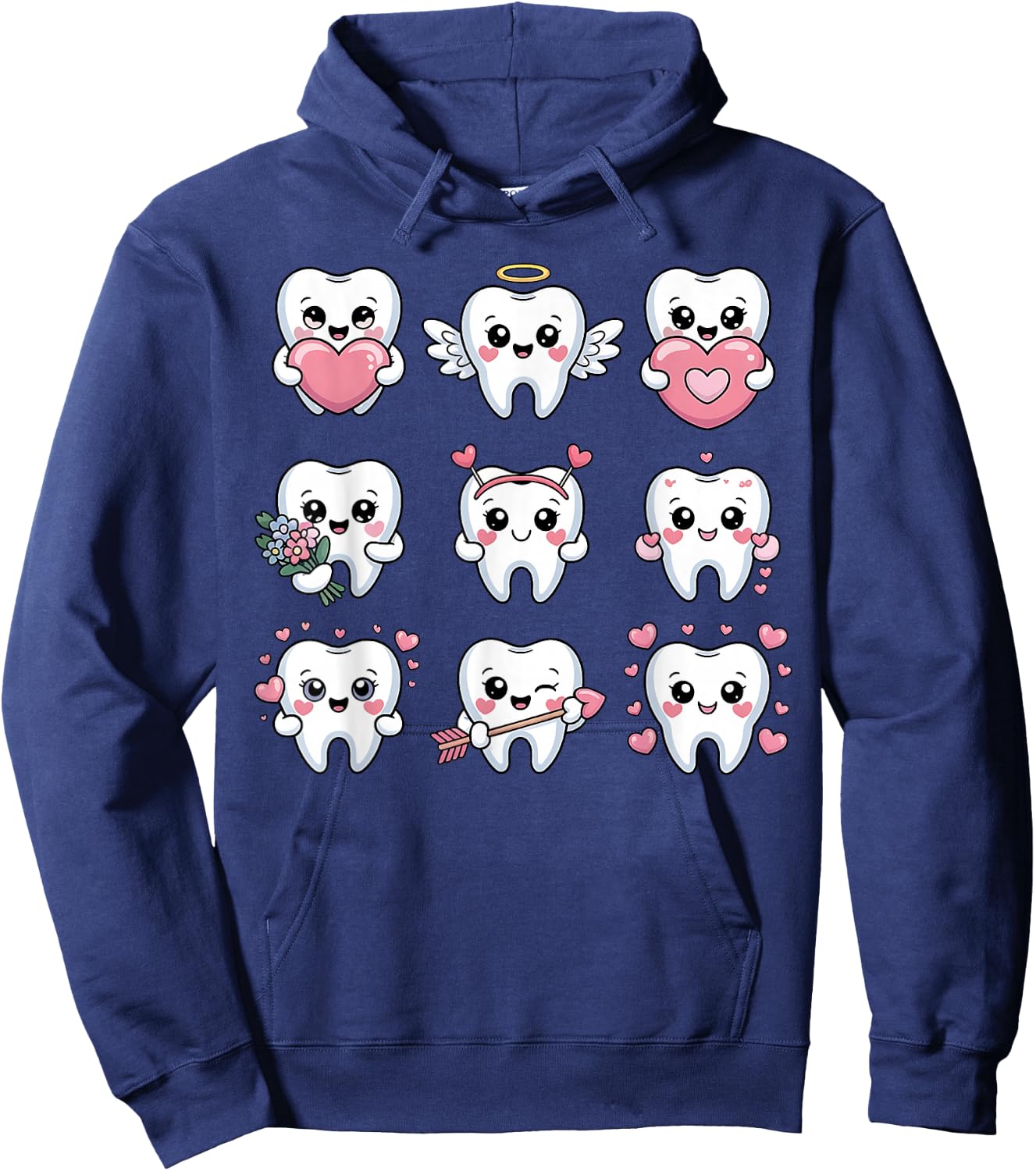 Cute Teeth Valentine Heart Dental Hygienist Dentist Love Hoodie - Hoodie | Navy