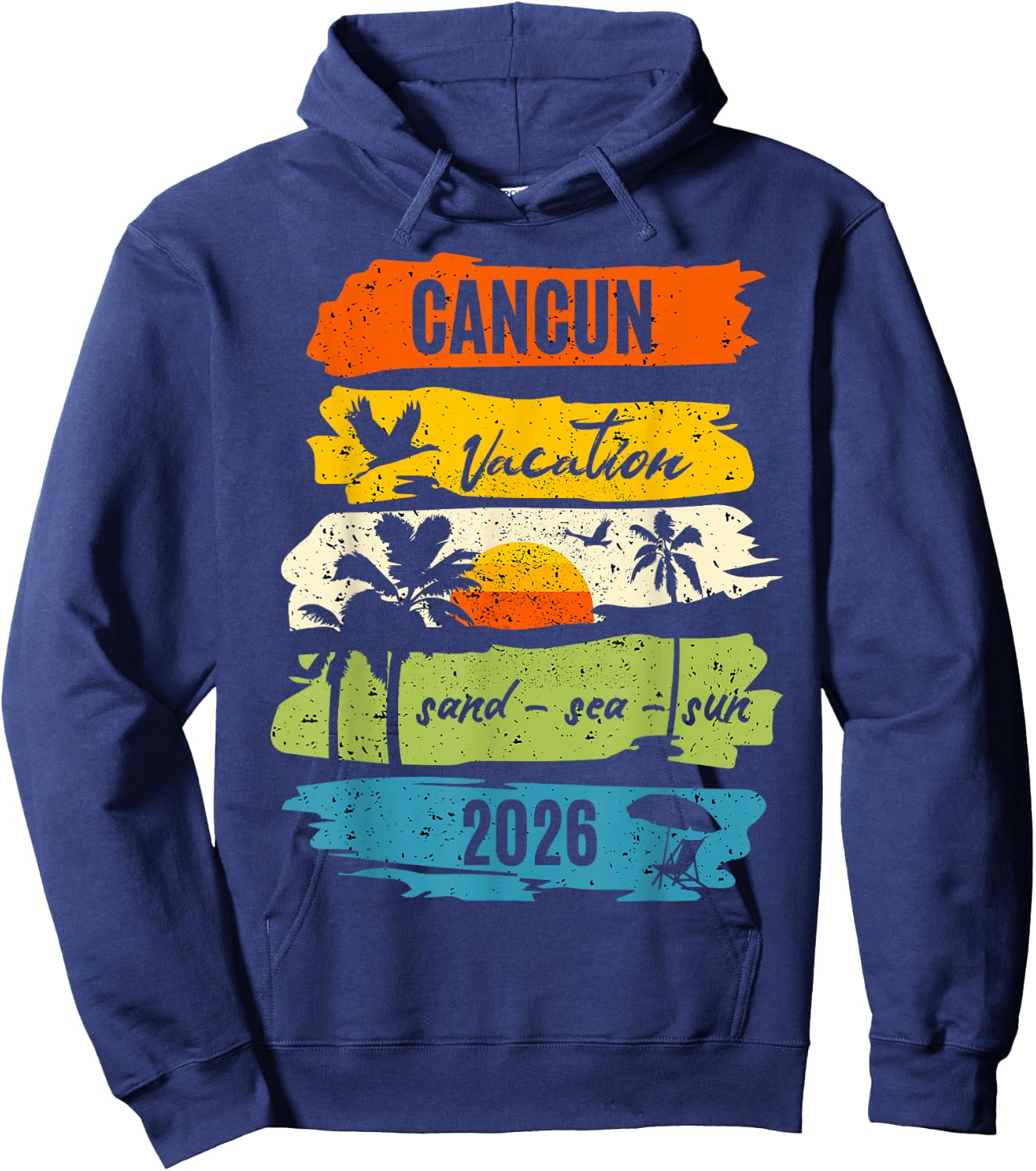 Family Vacation Cancun Mexico 2026 Retro Matching Group Hoodie - Hoodie | Navy