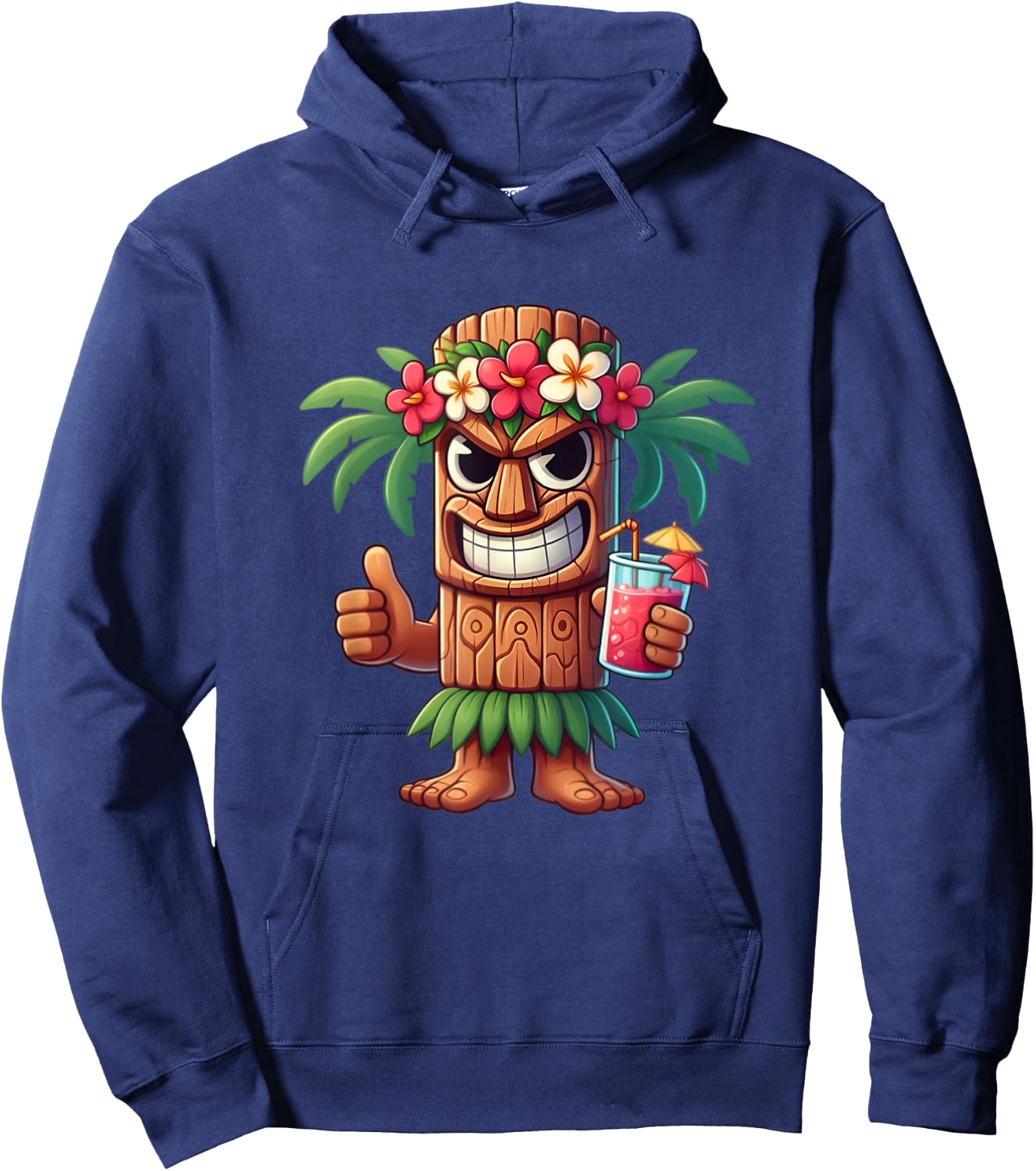 Tiki Shirt Man Hawaiian Summer Tropical Luau Party Kids Hoodie - Hoodie | Navy