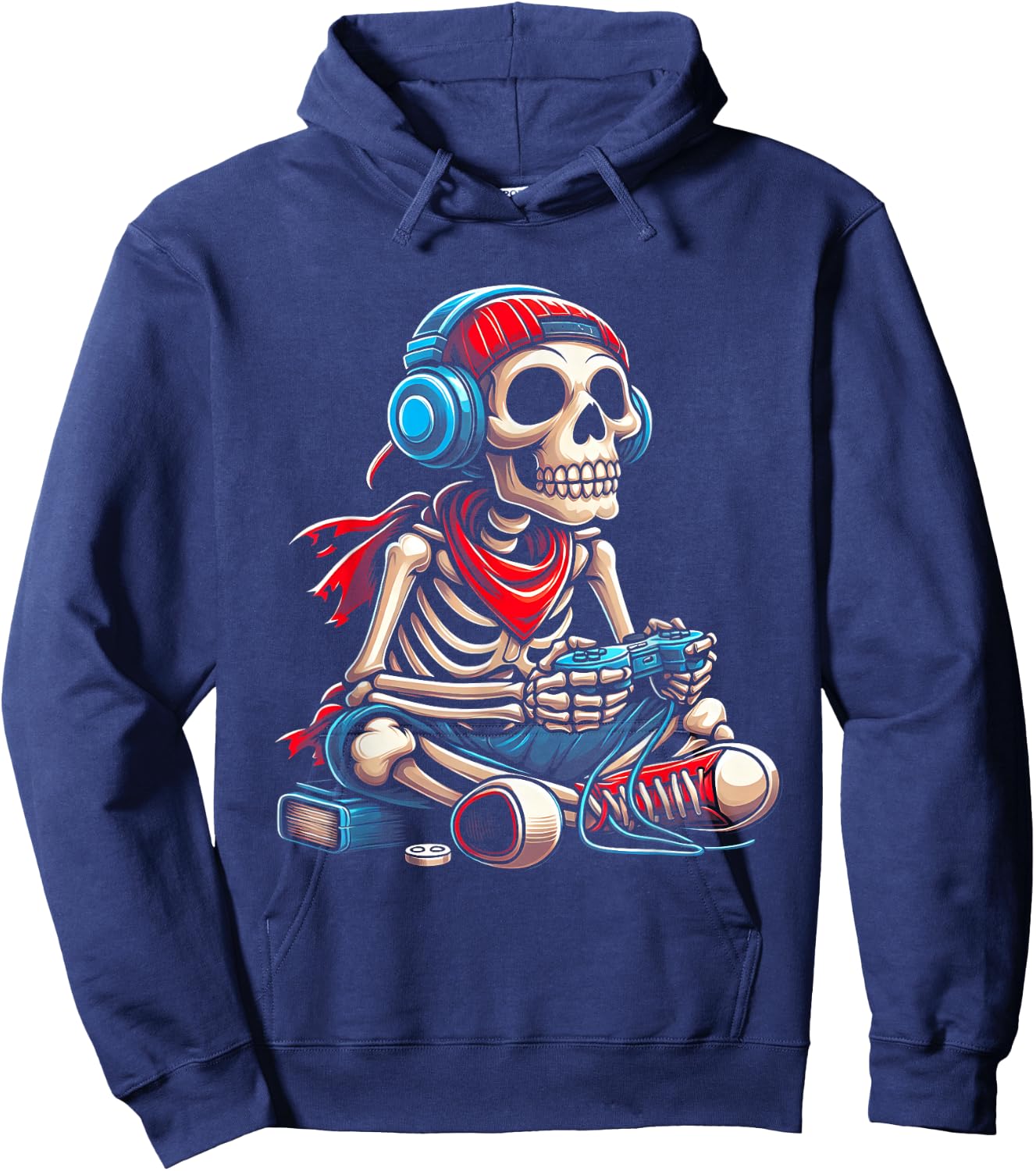 Halloween Skeleton Gamer Video Gaming Gamer E-Sport Player Hoodie - Hoodie | Navy