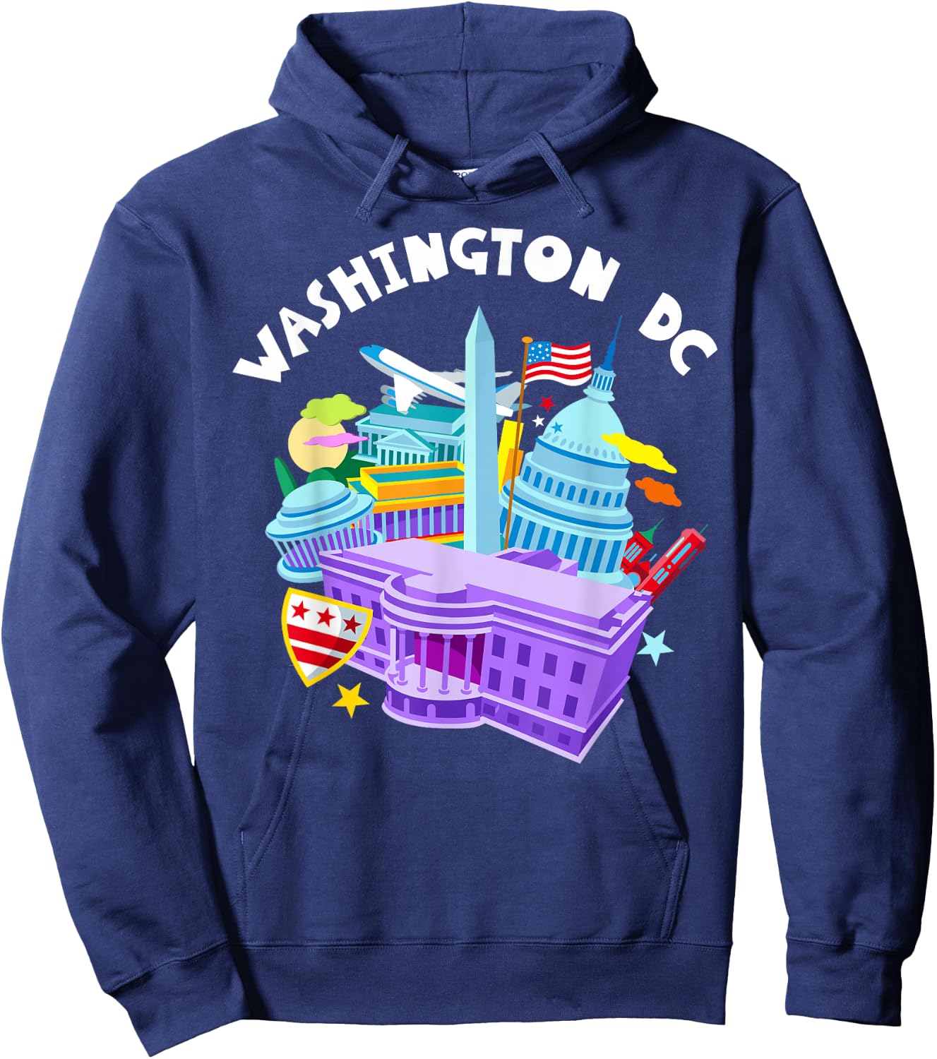 Washington D.C.Vacation Cherry Blossom White House Capitol Hoodie - Hoodie | Navy