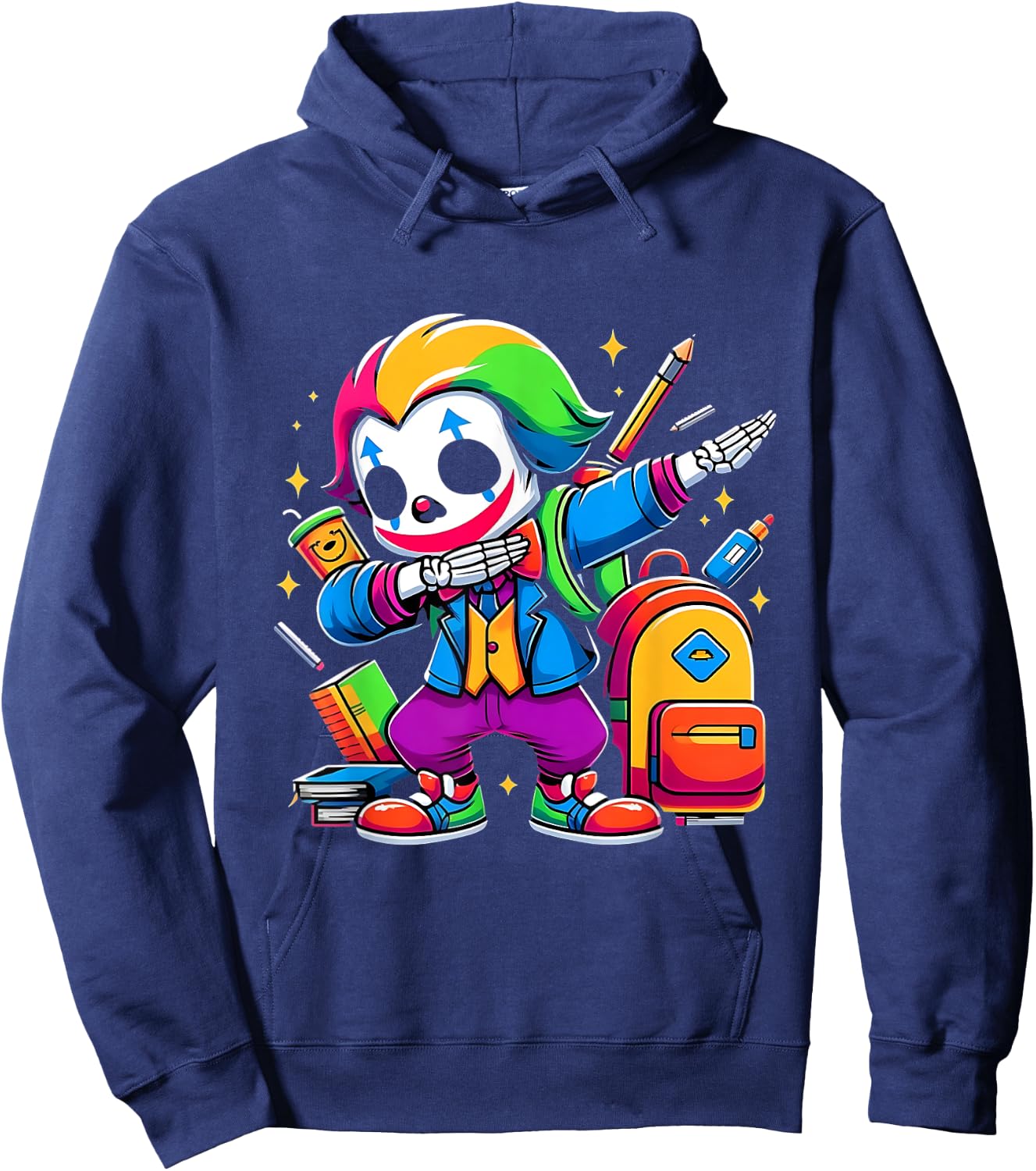 Funny Dab Clown Dabbing Costumes Spooky Halloween Skeleton Hoodie - Hoodie | Navy