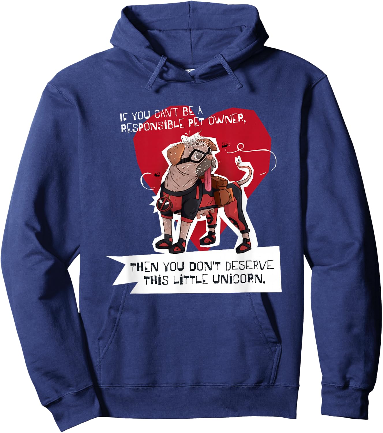Marvel Deadpool & Wolverine Dogpool This Little Unicorn Logo Hoodie - Hoodie | Navy