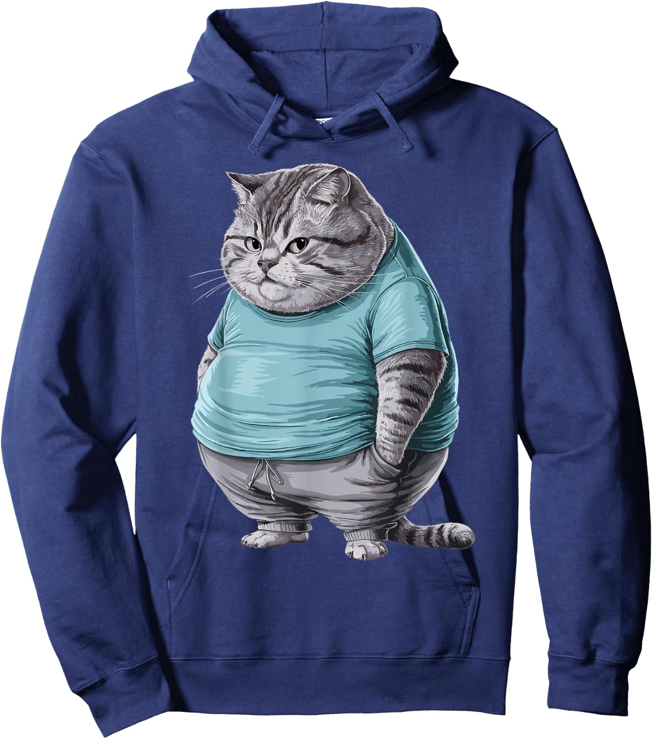 Funny Fat Sad Cat Art Design Fat Kitten Cat Lover Fat Cat Women Girls Kids Hoodie - Hoodie | Navy