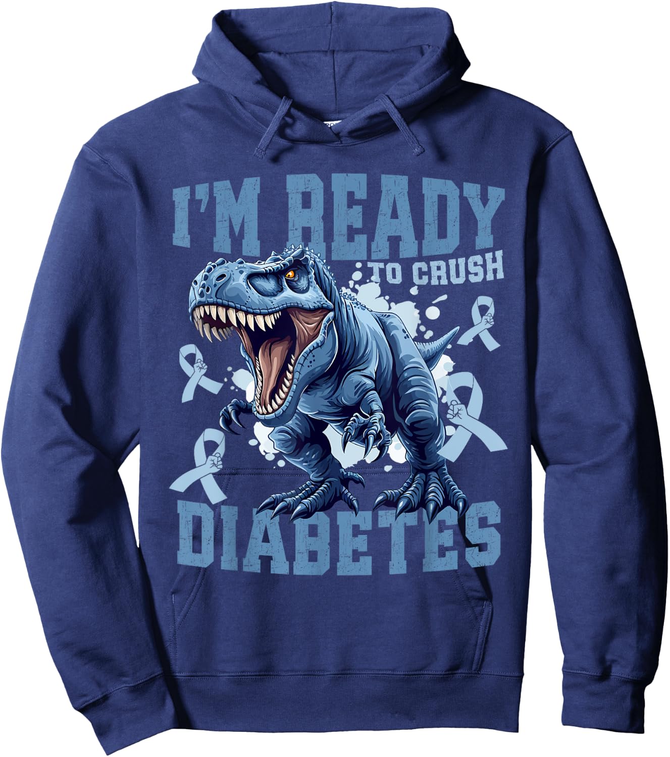 T1D Diabetes Awareness Kids T Rex Hoodie - Hoodie | Navy