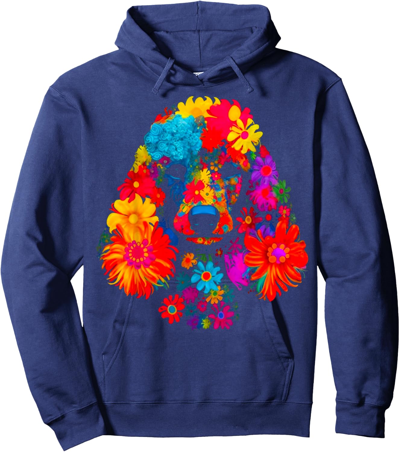 Pop Art Design Poodle Dog Flower Hoodie - Hoodie | Navy