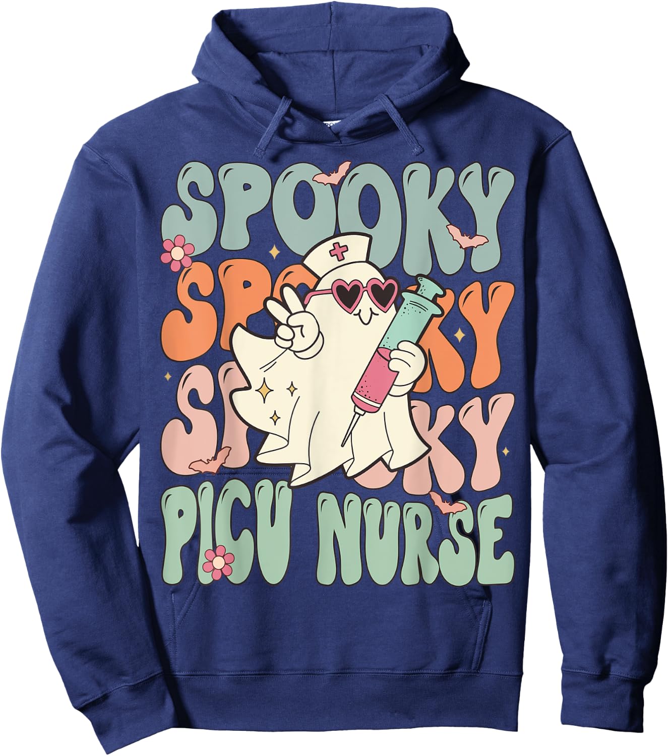 Spooky PICU Nurse Halloween Pediatric Intensive Care Nurse Hoodie - Hoodie | Navy