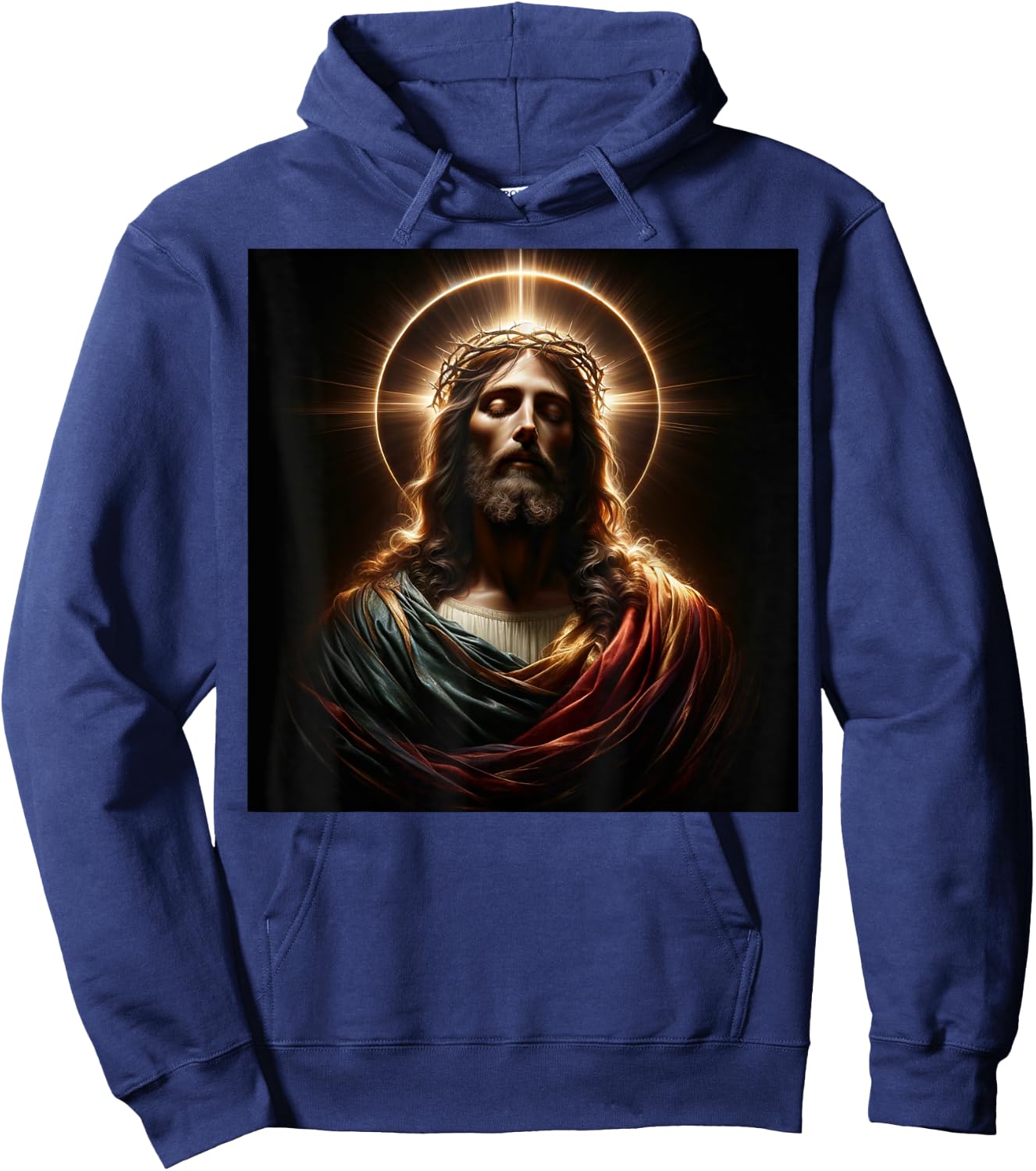 Jesus Christ Divine Crown of Thorns Christian Art Hoodie - Hoodie | Navy
