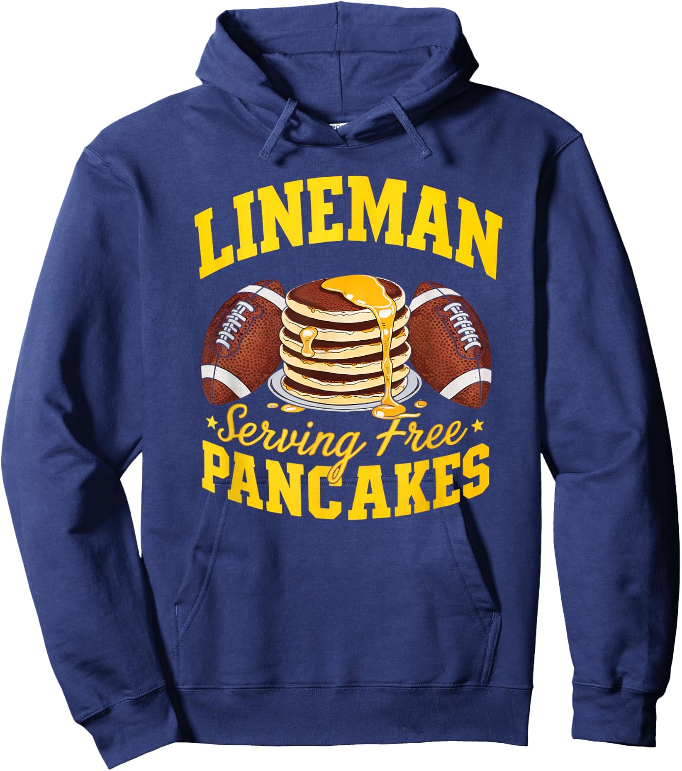 Lineman Serving Pancakes Daily Football Lineman Graphic Hoodie - Hoodie | Navy
