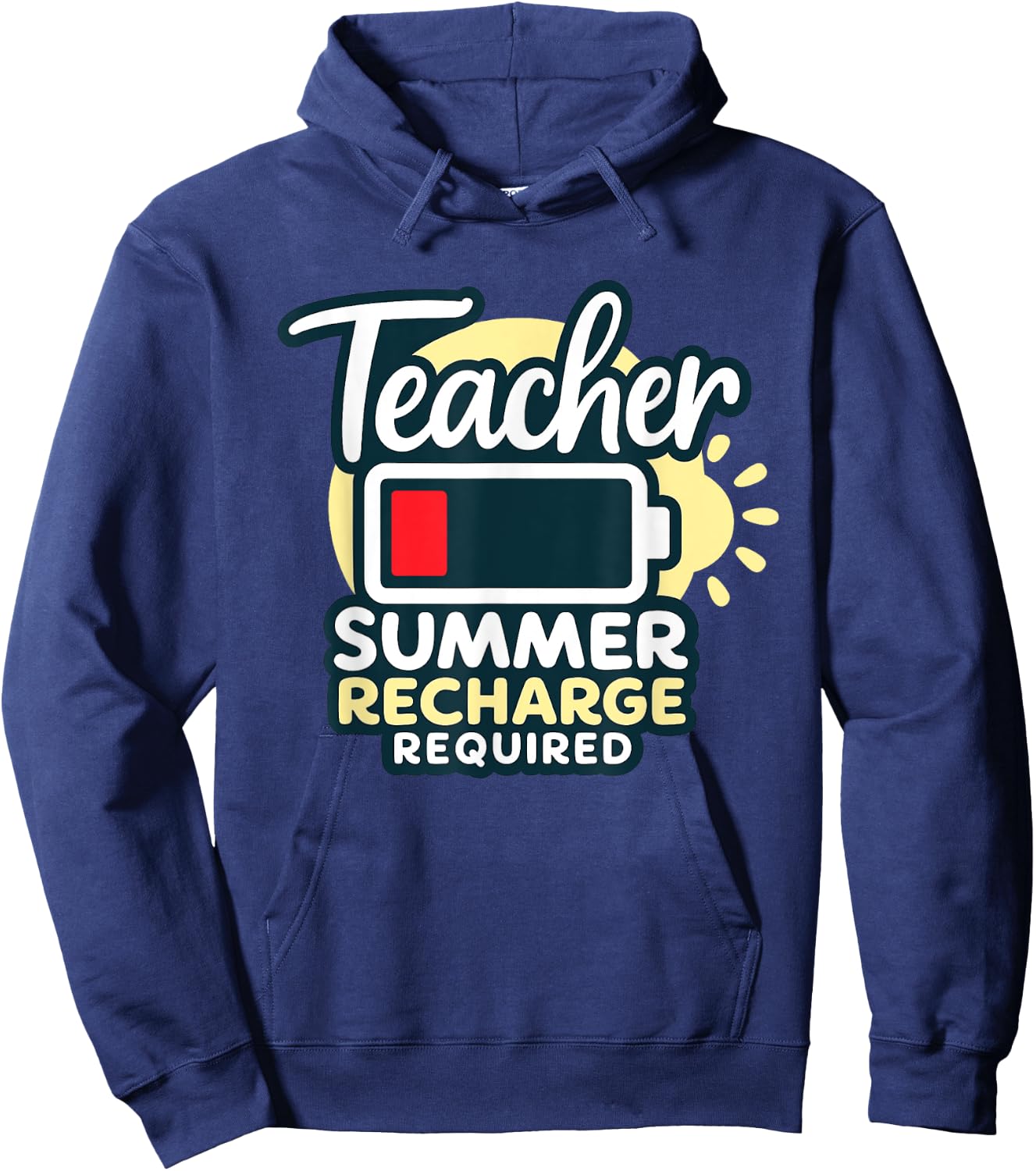 Teacher Summer Recharge Required Last day School Women Funny Hoodie - Hoodie | Navy