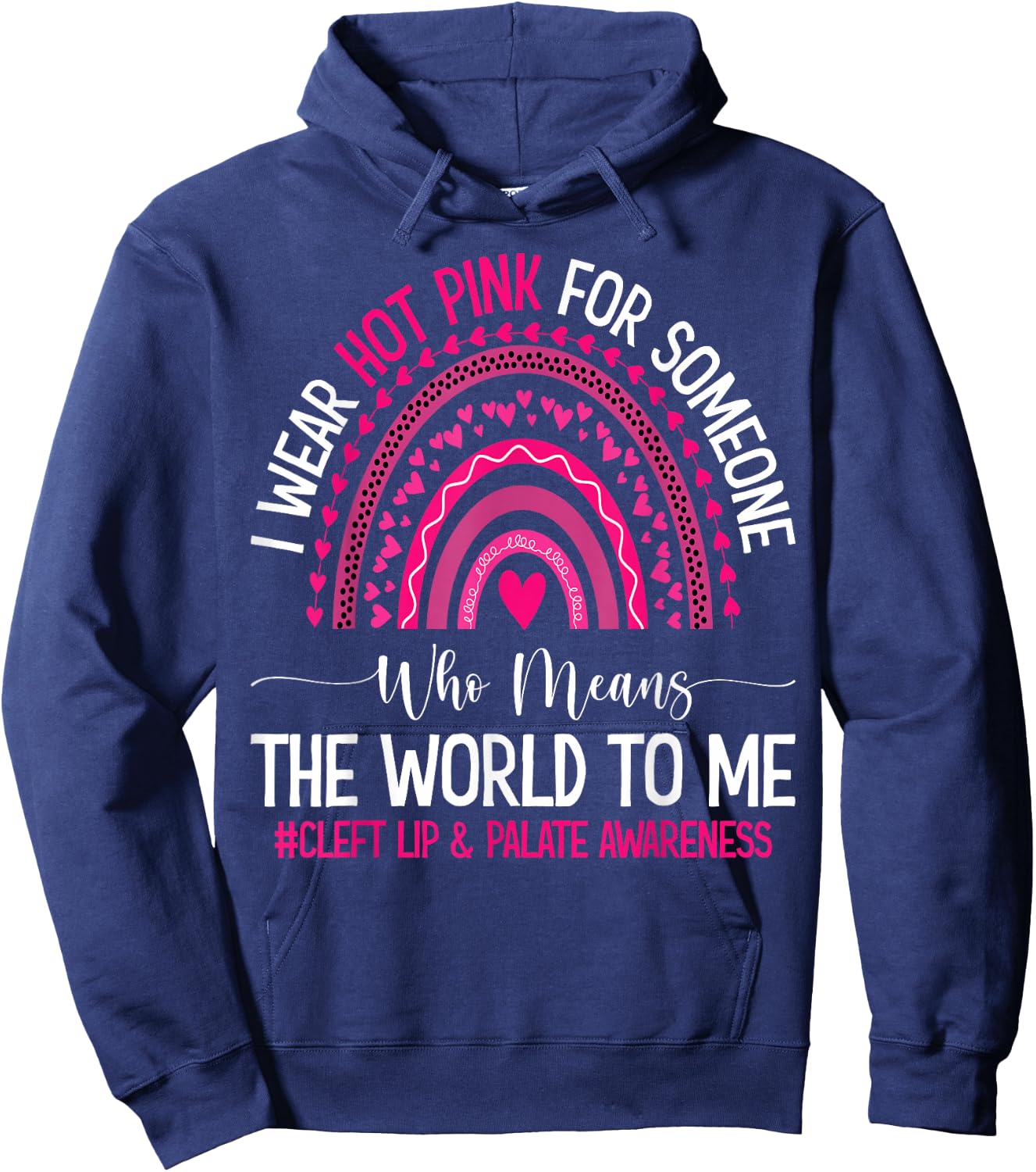 Cleft Ribbon Cleft Strong Cleft Palate Surgery Cleft Warrior Hoodie - Hoodie | Navy