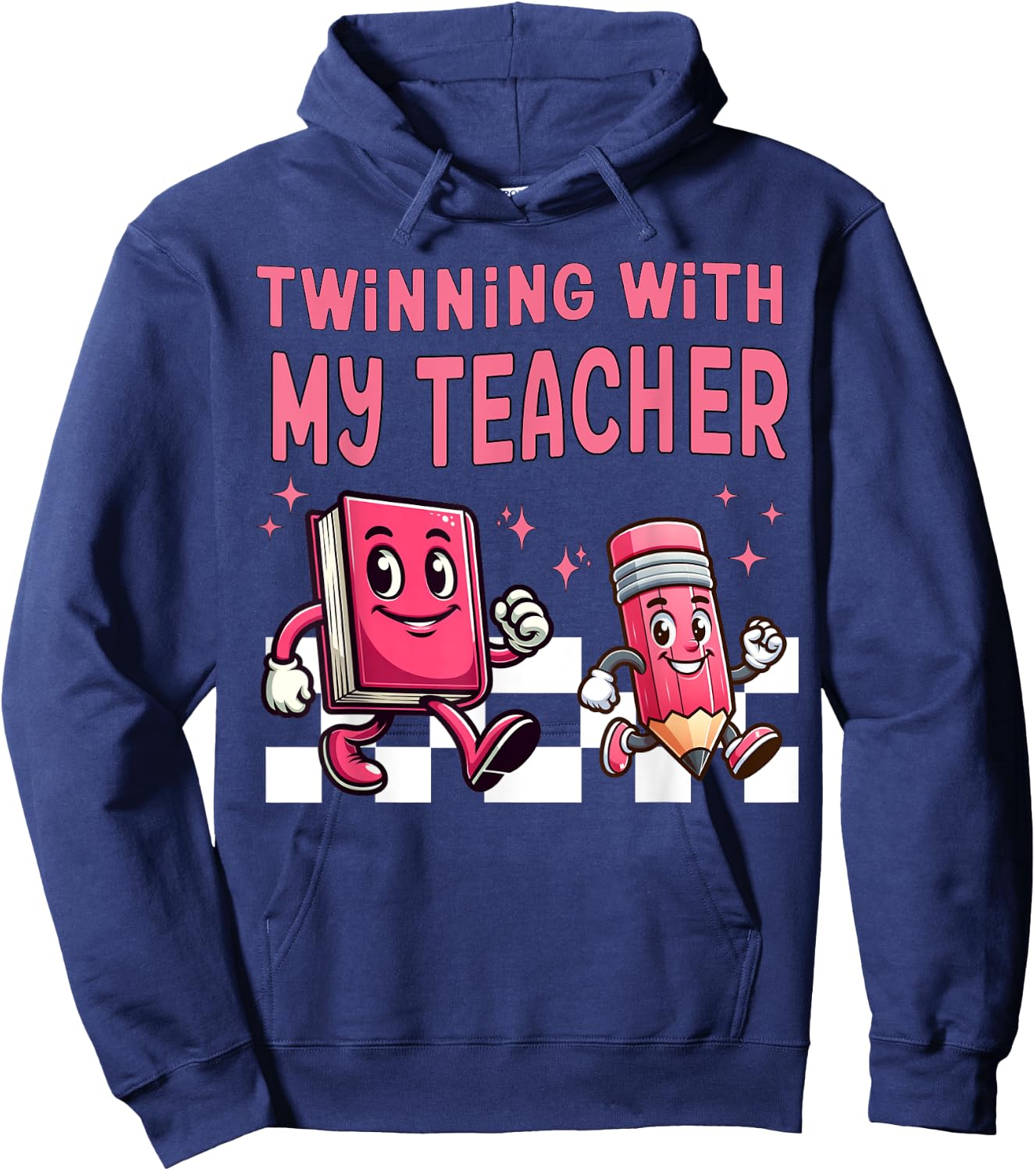 Twinning With My Teacher Para Matching Paraprofessional 70s Men Women Hoodie - Hoodie | Navy