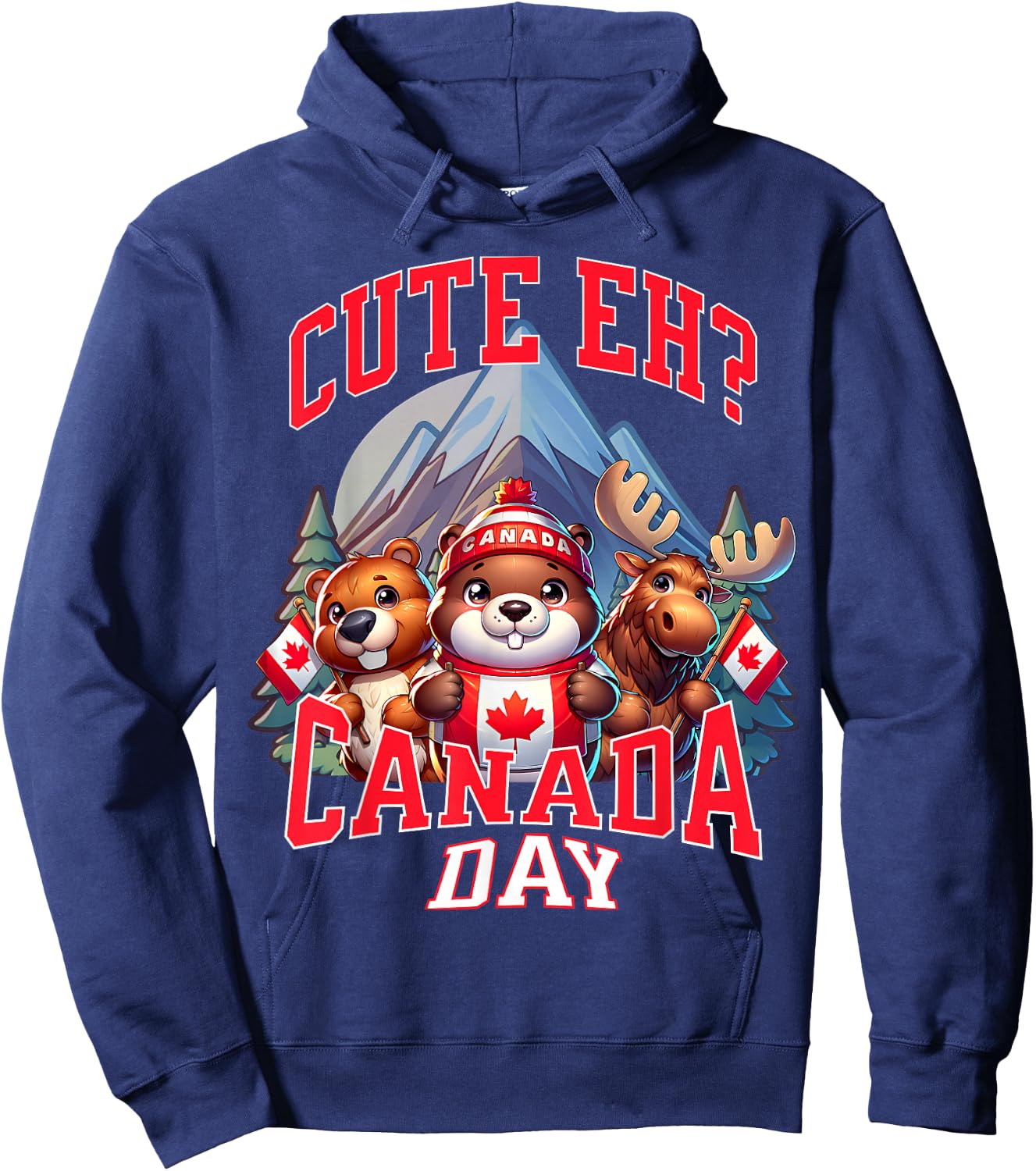 Cute Eh Happy Canada day Flag for Boys girls Kids Toddler Hoodie - Hoodie | Navy