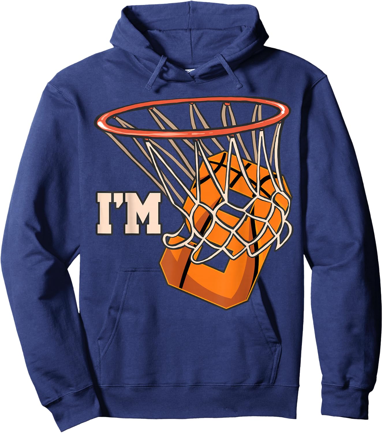 I'm 9 Basketball Theme Birthday Party Celebration 9th Hoodie - Hoodie | Navy