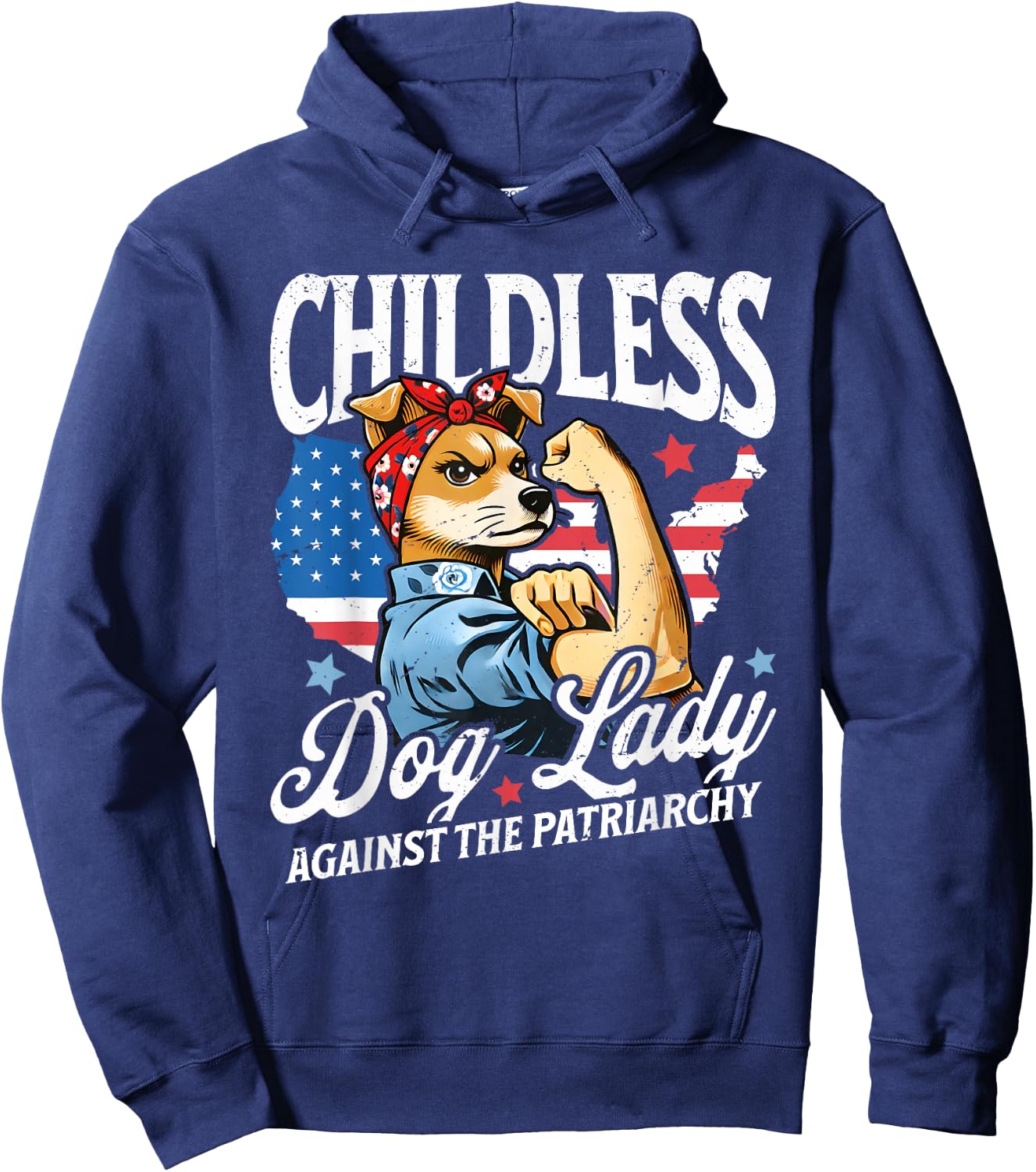 Childless Dog Lady Against Patriarchy Feminist Dog Owner Hoodie - Hoodie | Navy
