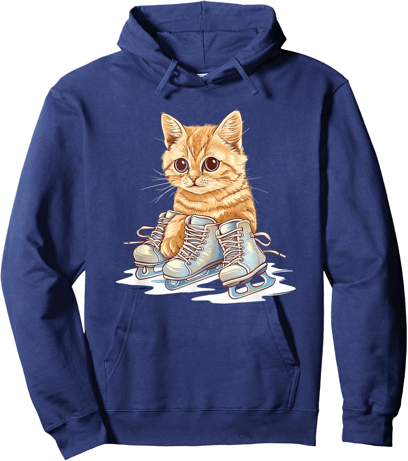 Ice skating Shoes and cute Cat Outfit Men Women Kids Hoodie - Hoodie | Navy