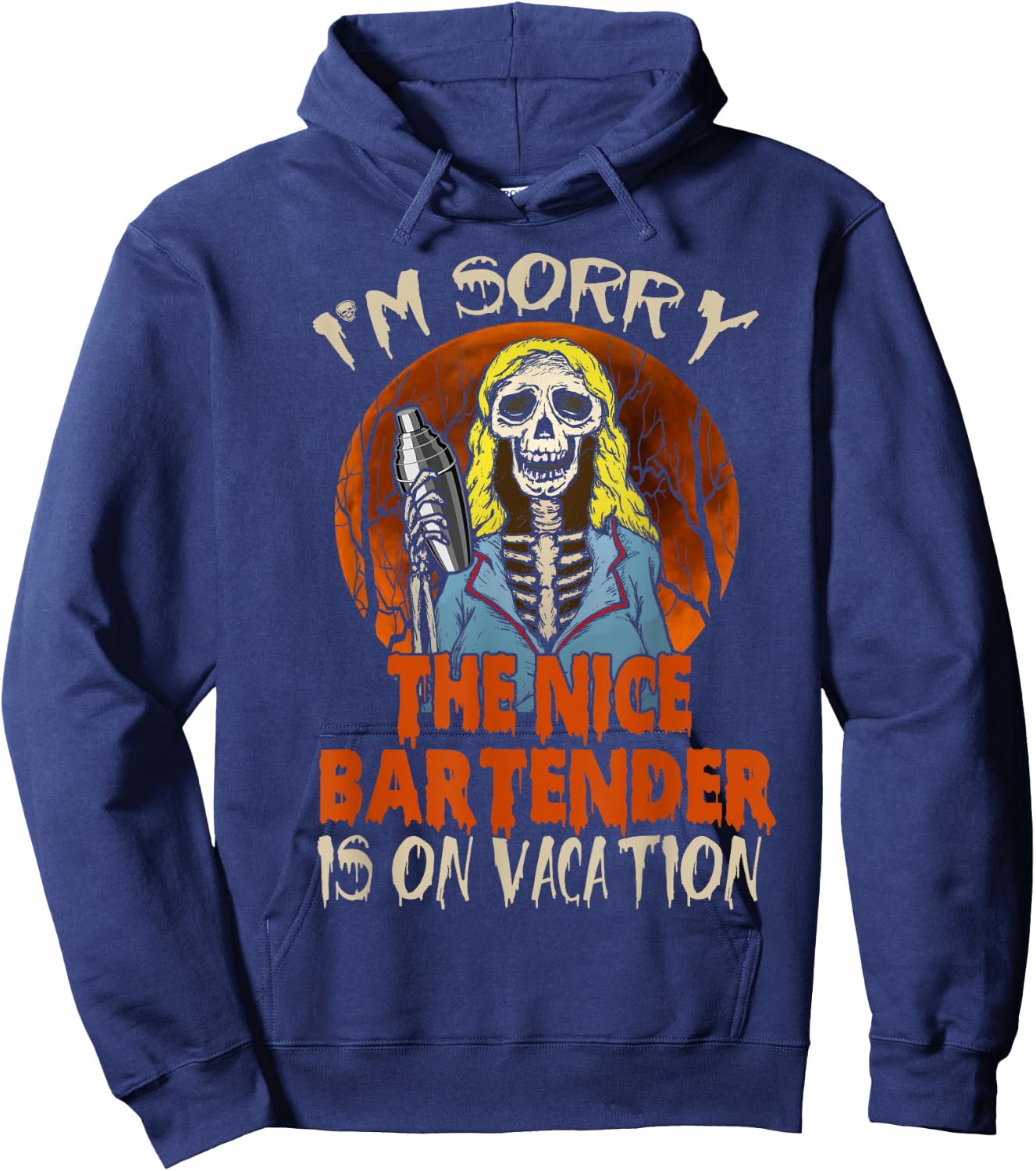 The Nice Bartender Funny Scary Skeleton Bearding Halloween Hoodie - Hoodie | Navy