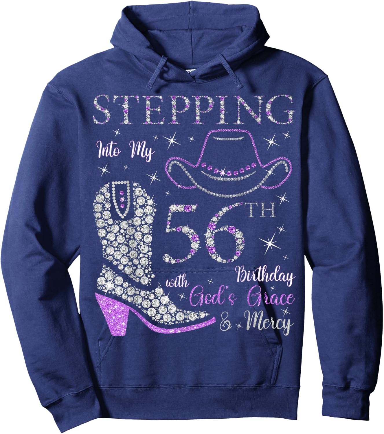Stepping Into My 56th Birthday With God's Grace and Mercy Hoodie - Hoodie | Navy