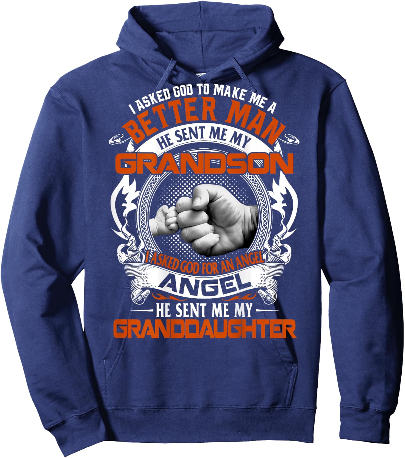 Grandpa Grandson Granddaughter Better Man Father's Day Hoodie - Hoodie | Navy