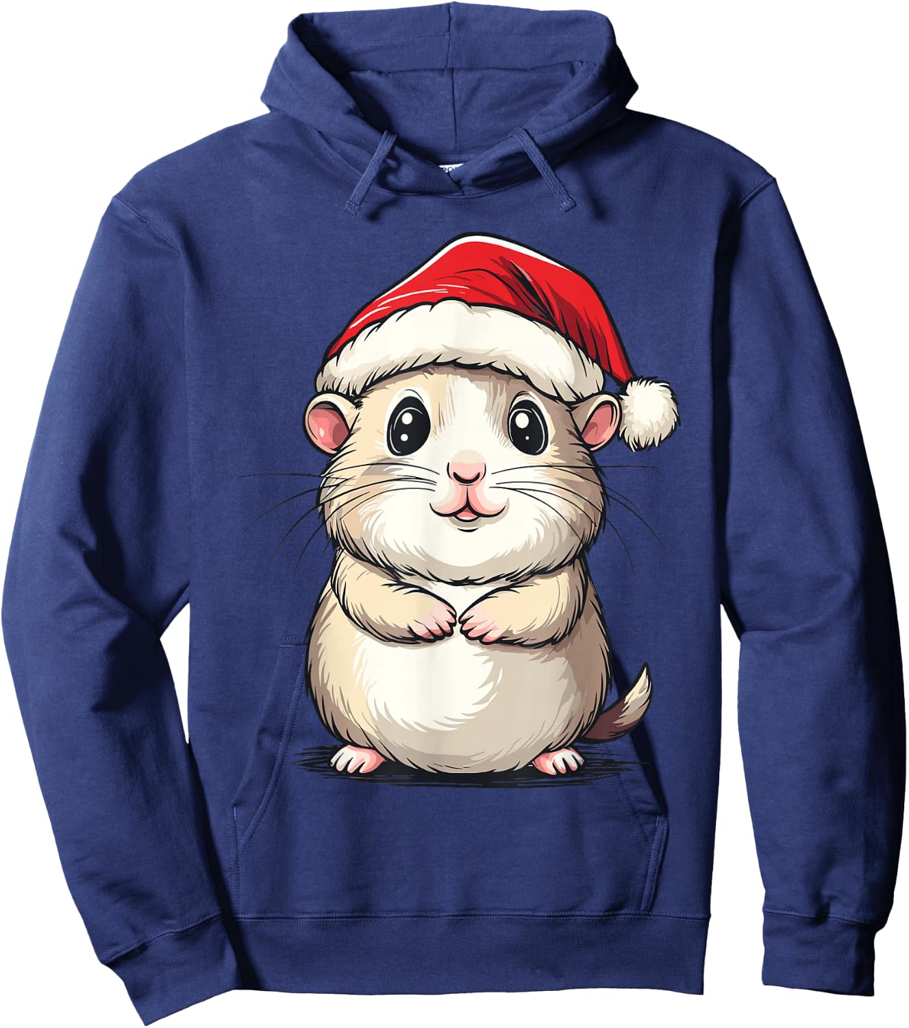 Hamster Santa Hat Pet Lover Boys Girls Kids Christmas Pajama Hoodie - Hoodie | Navy