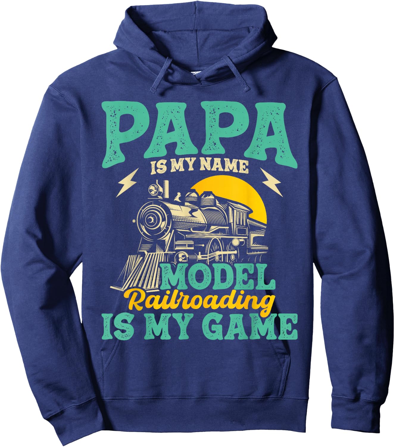 Model Railroading is My Game - Papa Father Train Enthusiast Hoodie - Hoodie | Navy