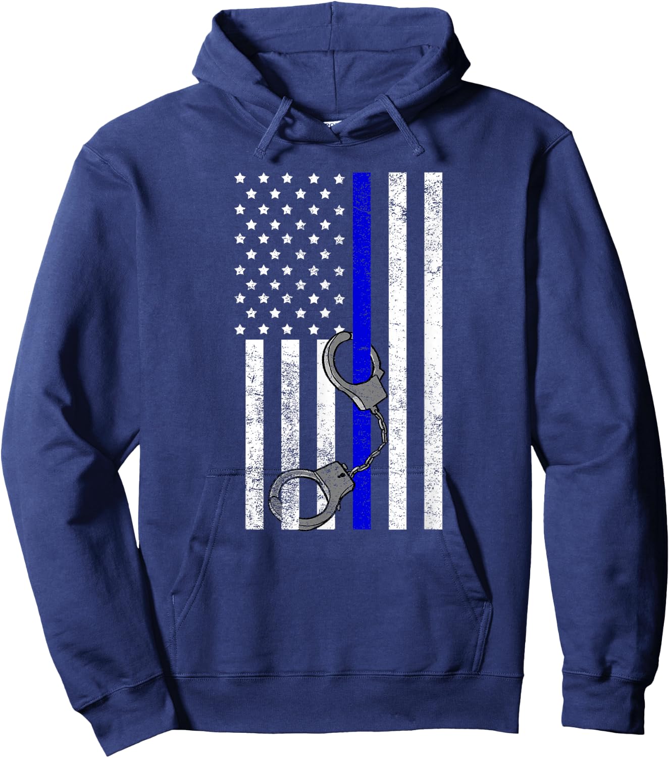 US Flag Thin Blue Line Handcuffs Cop LE Police Officer Gift Hoodie - Hoodie | Navy