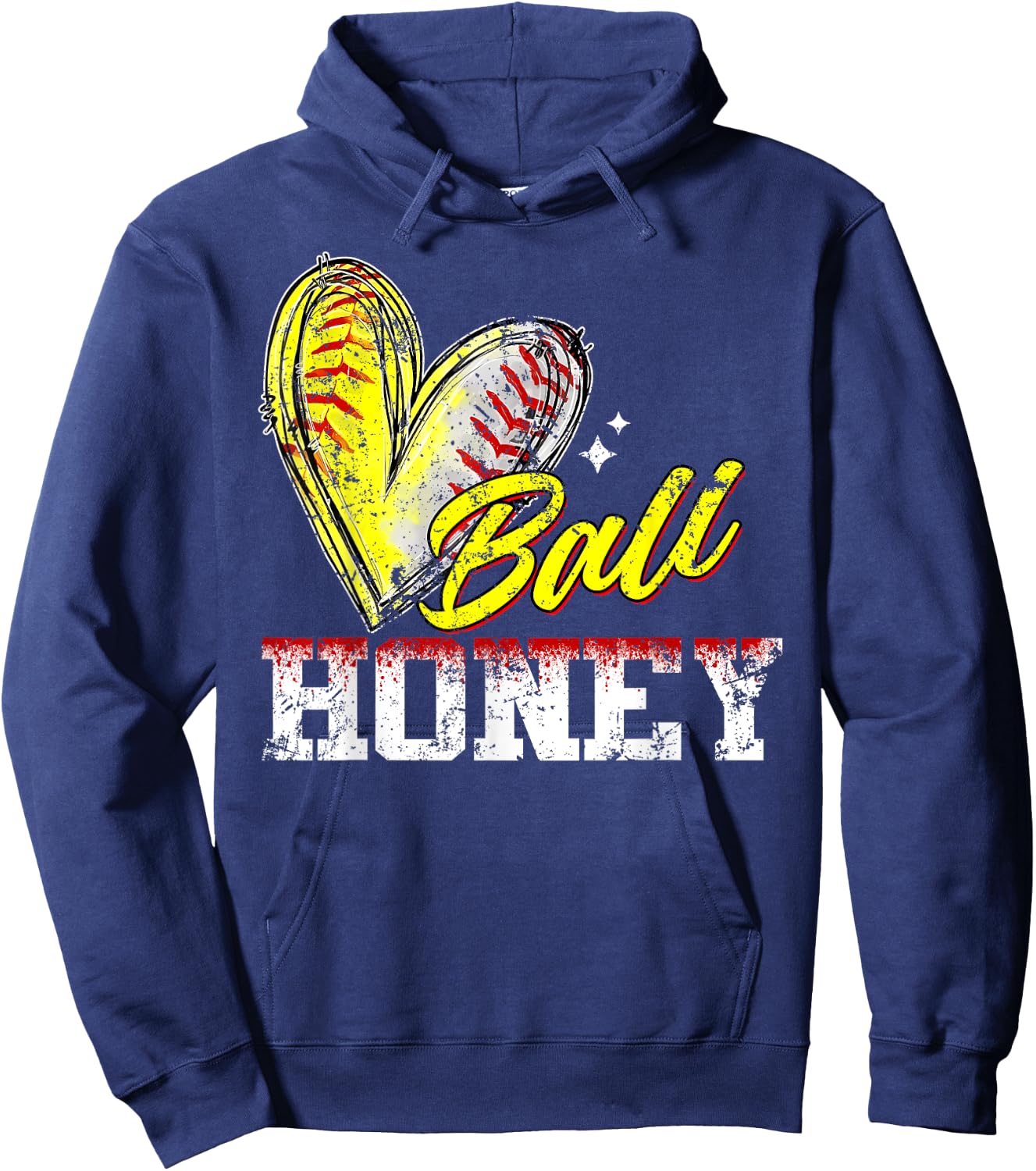 Ball Honey Heart Funny Baseball Softball Honey Hoodie - Hoodie | Navy