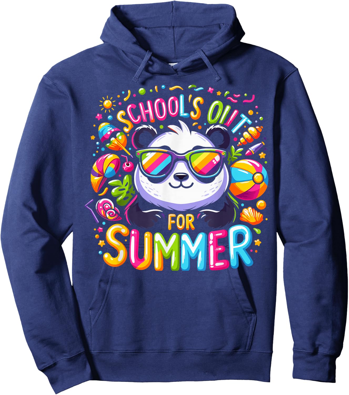 Cute Schools Out For Summer Teacher Kids Girls Boys Panda Hoodie - Hoodie | Navy