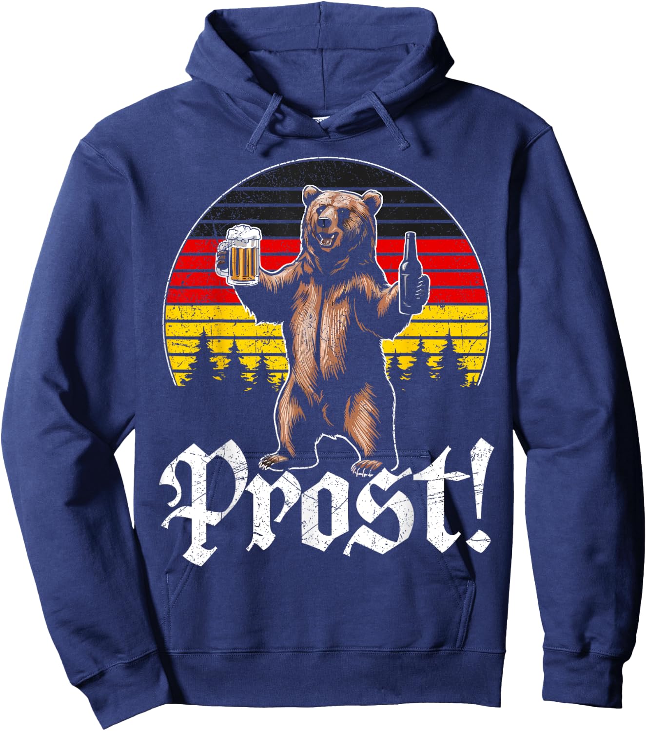 Funny Oktoberfest Cheers Bear Retro Vintage Drinking Costume Hoodie - Hoodie | Navy