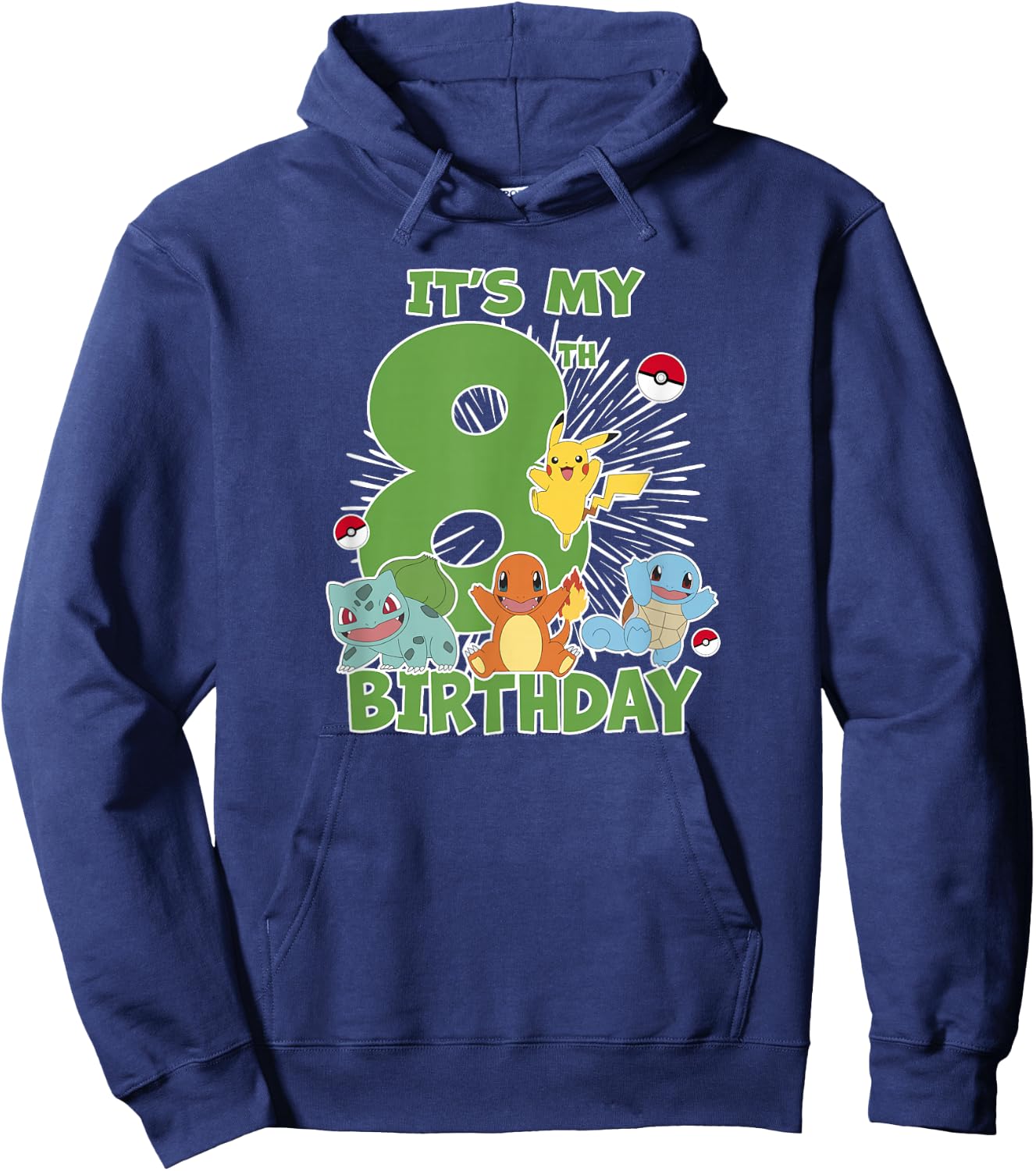 Pokémon It's My 8th Birthday Kanto Starters Celebration Hoodie - Hoodie | Navy