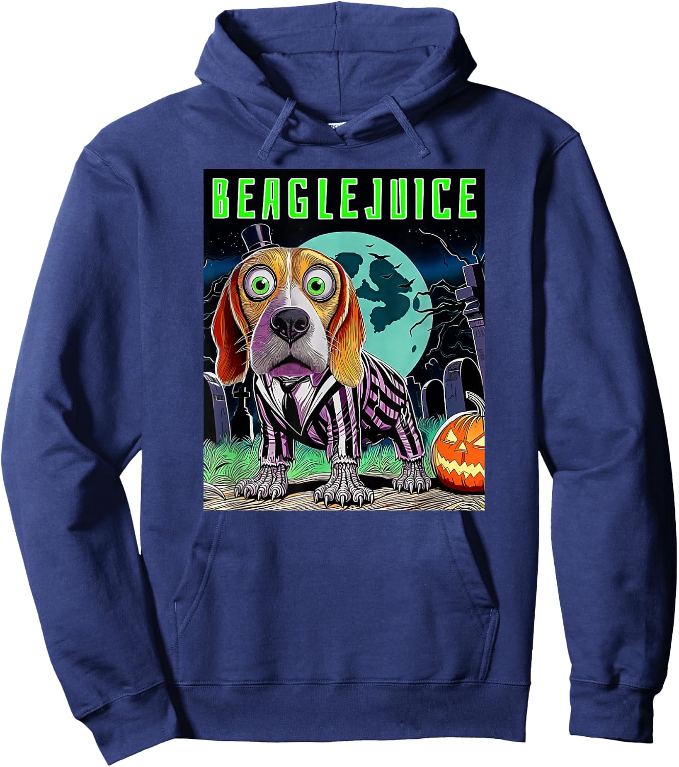 Halloween Beaglejuice Beagle Fun Dog Breed Owners Costume Hoodie - Hoodie | Navy