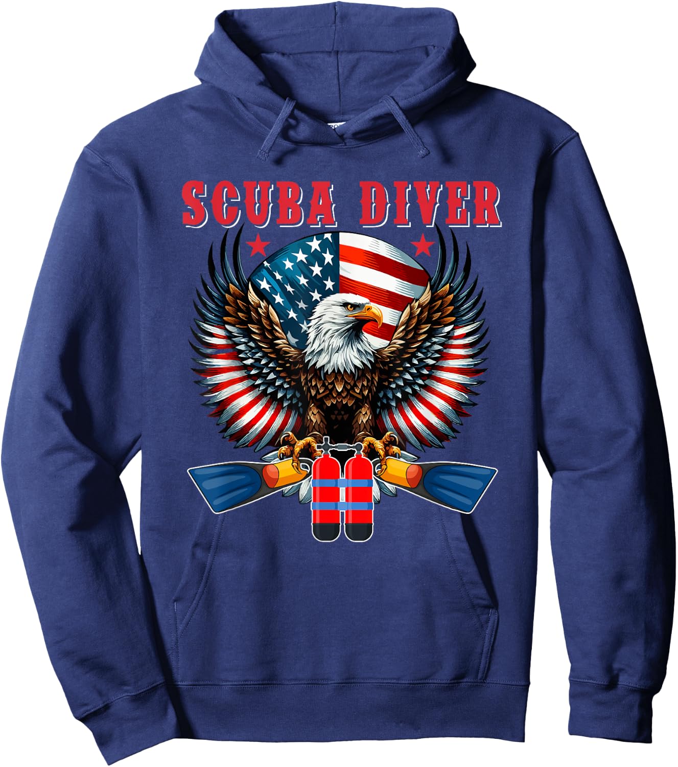 Scuba Diver Job Costume Eagle Proud Flag 4th Of July Lover Hoodie - Hoodie | Navy