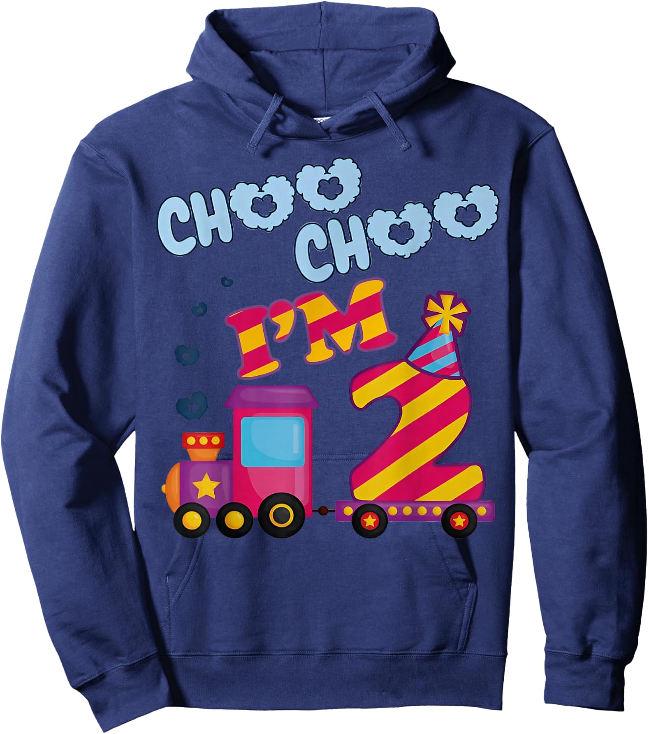 Choo Choo I'm 2nd Birthday Two 2 Year Old Train Kids Toddler Hoodie - Hoodie | Navy