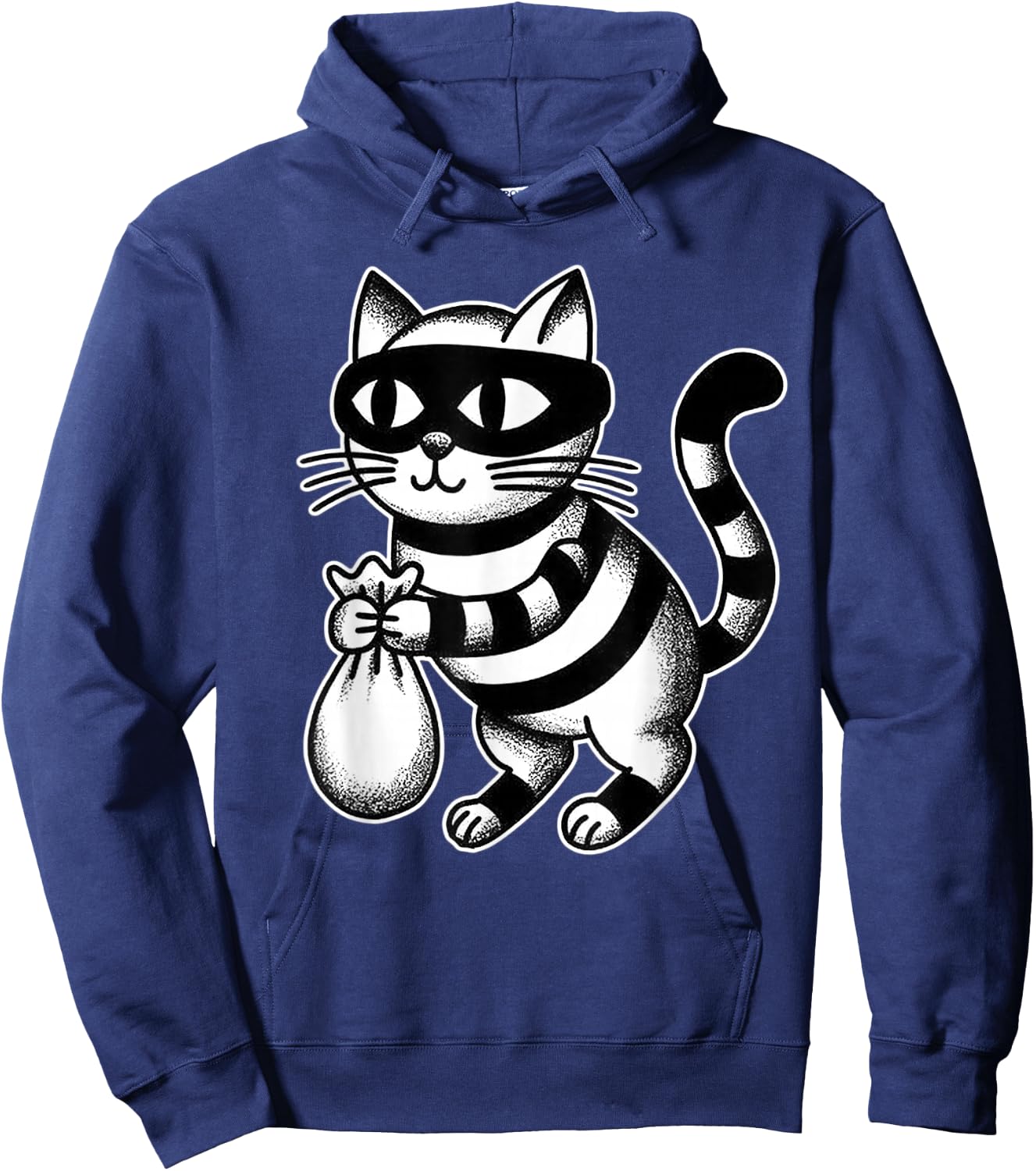 Cat Burglar Kitten Kitty Moneybag Blackwork Hoodie - Hoodie | Navy