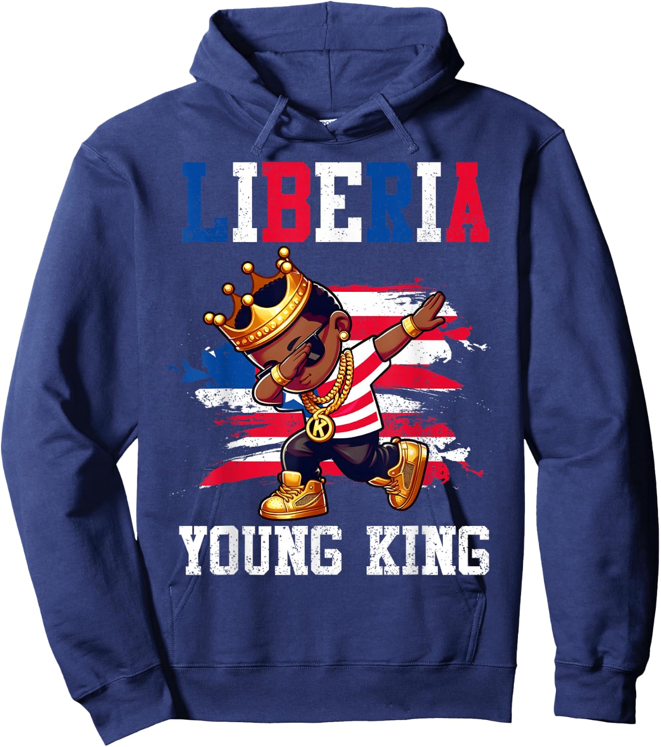 Liberia Young King Liberian Boy African Proud Liberian Flag Hoodie - Hoodie | Navy