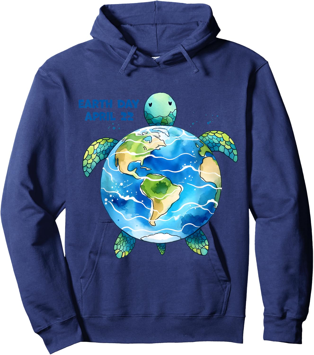 Earth Day April 22 Turtle - Celebrate Earth Day - Colorful Hoodie - Hoodie | Navy