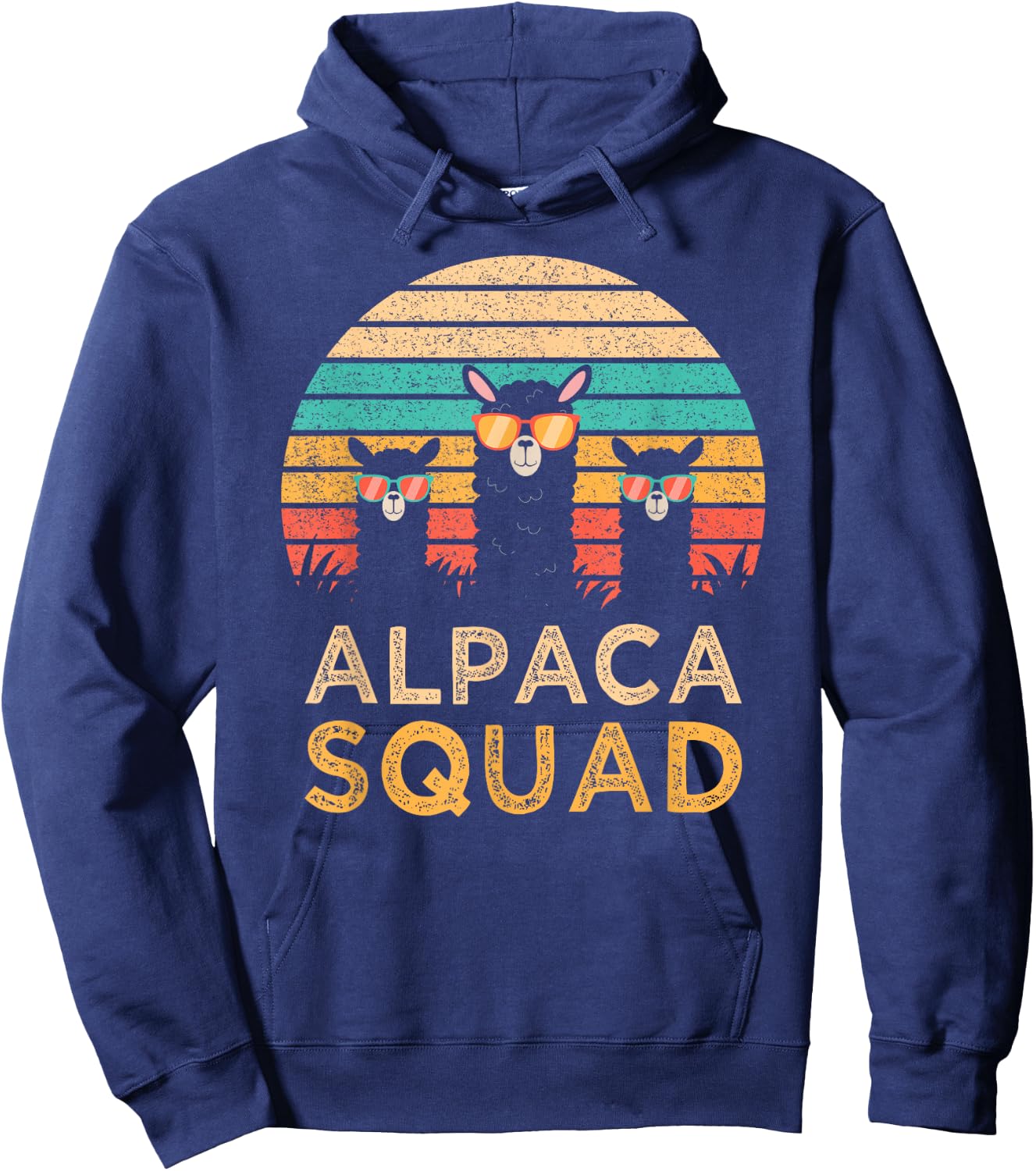 Funny Alpaca Squad Sunglasses Cool Alpacas Vintage Gift Hoodie - Hoodie | Navy