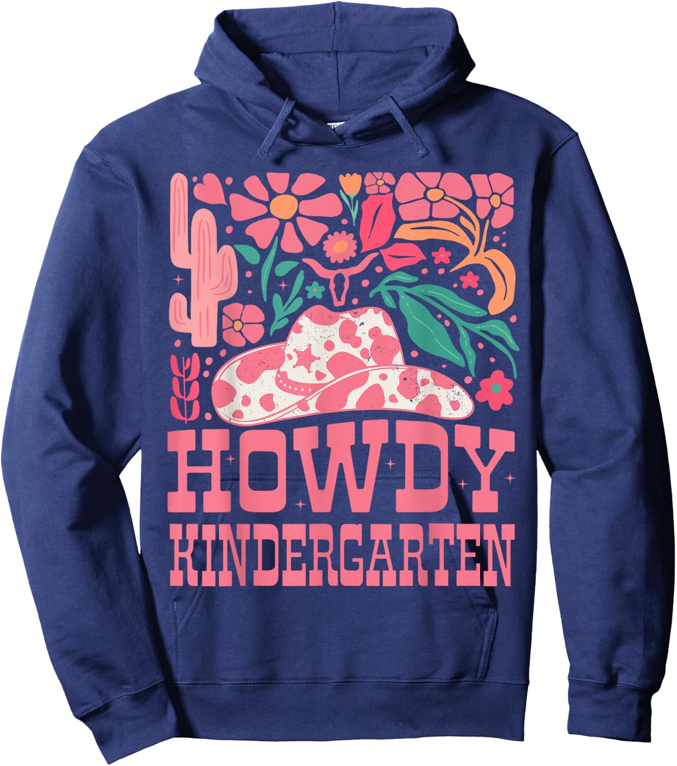 Howdy Kindergarten Western Cowgirls Kindergarten Teacher Hoodie - Hoodie | Navy