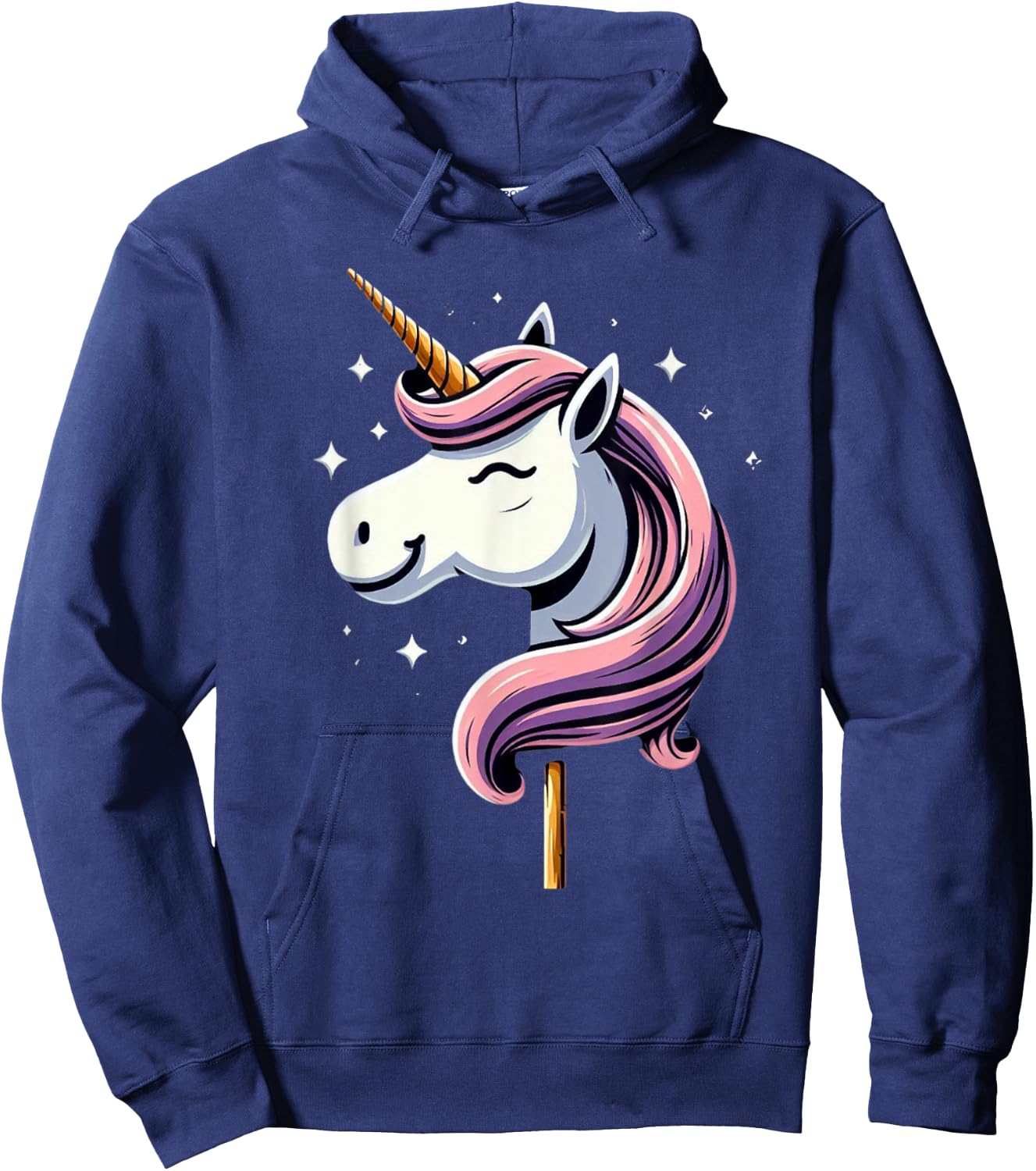 Unicorn Riding Stick Horse Boys Girls Men Women Kids Adults Hoodie - Hoodie | Navy