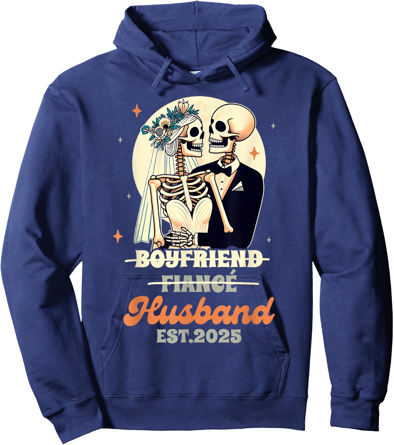 Wife & Husband Married Boyfriend Fiance Husband Est. 2025 Hoodie - Hoodie | Navy