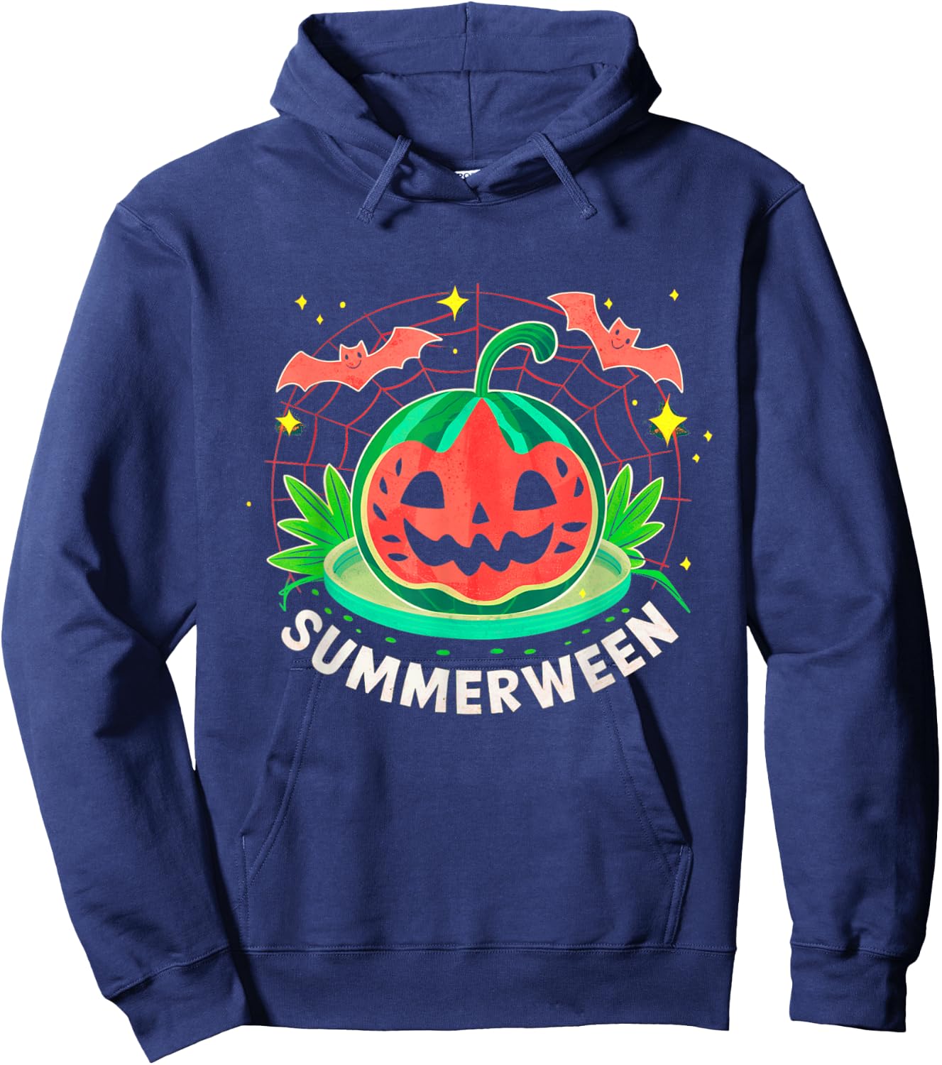 Summerween Summer Halloween Watermelon Pumpkin Vacation Hoodie - Hoodie | Navy