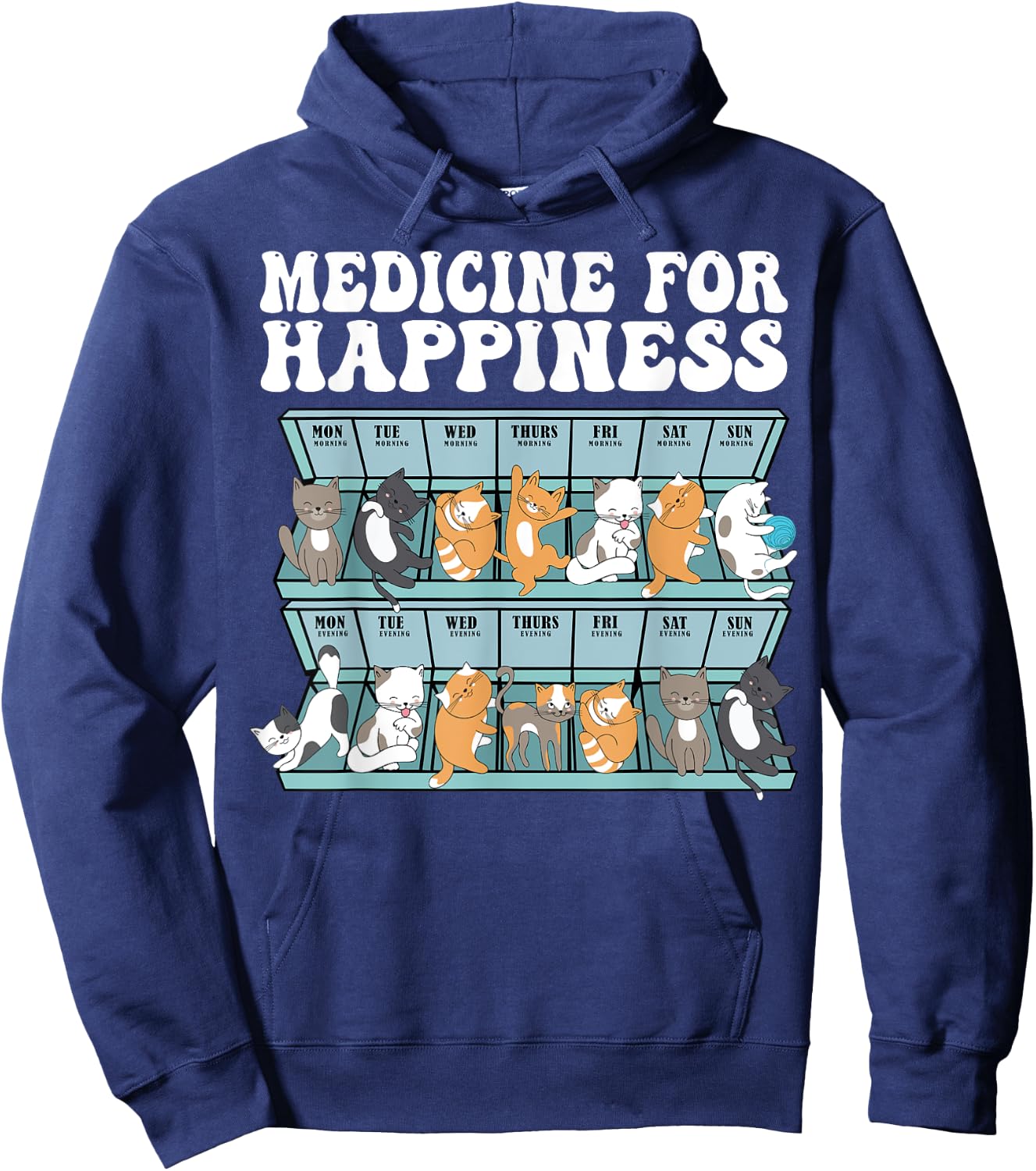 Cat Medicine Funny Cat Gifts For Cat Lover, Cat Dad, Cat Mom Hoodie - Hoodie | Navy