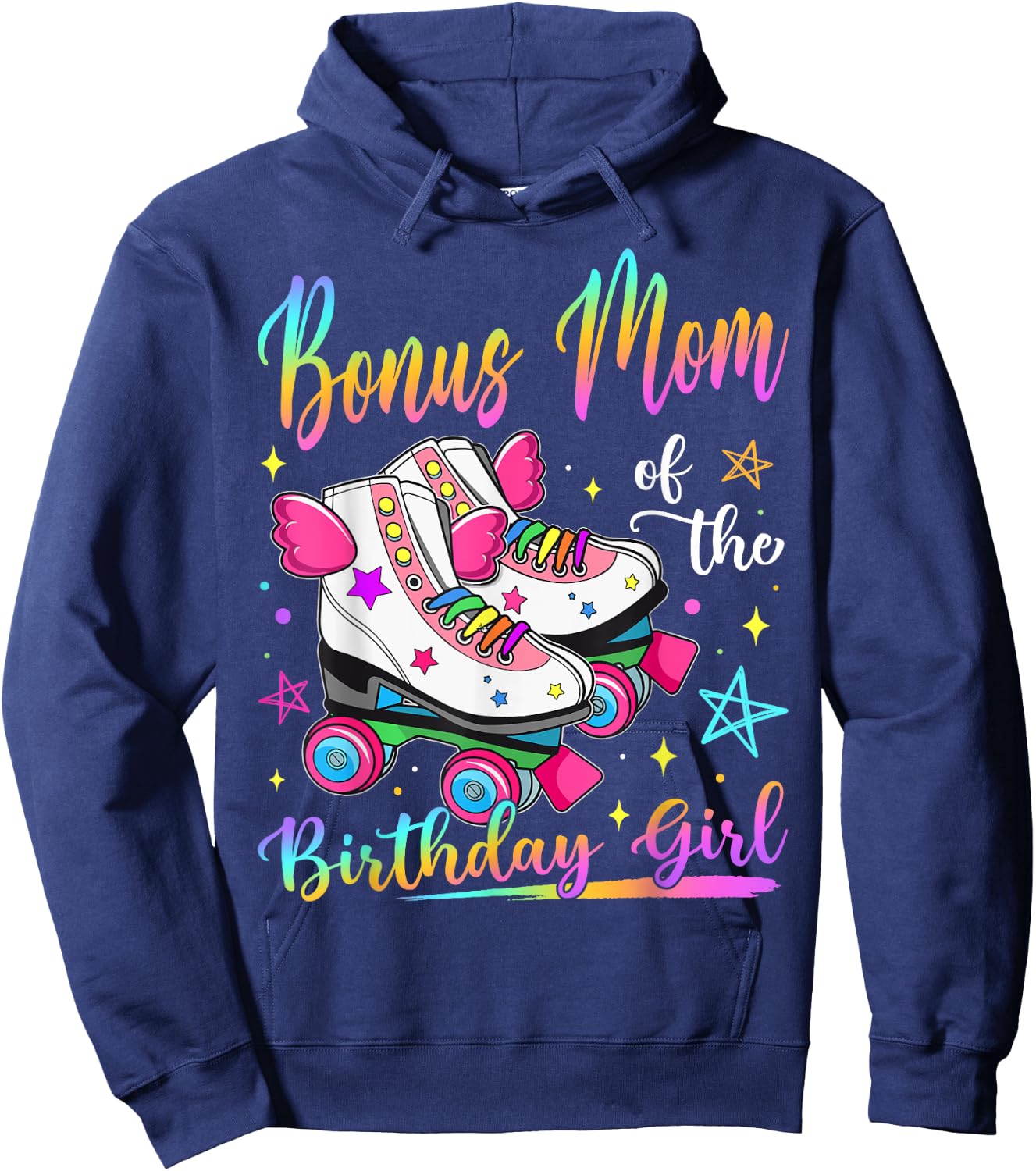 Bonus Mom Of The Birthday Girl Rolling Skate Family Matching Hoodie - Hoodie | Navy