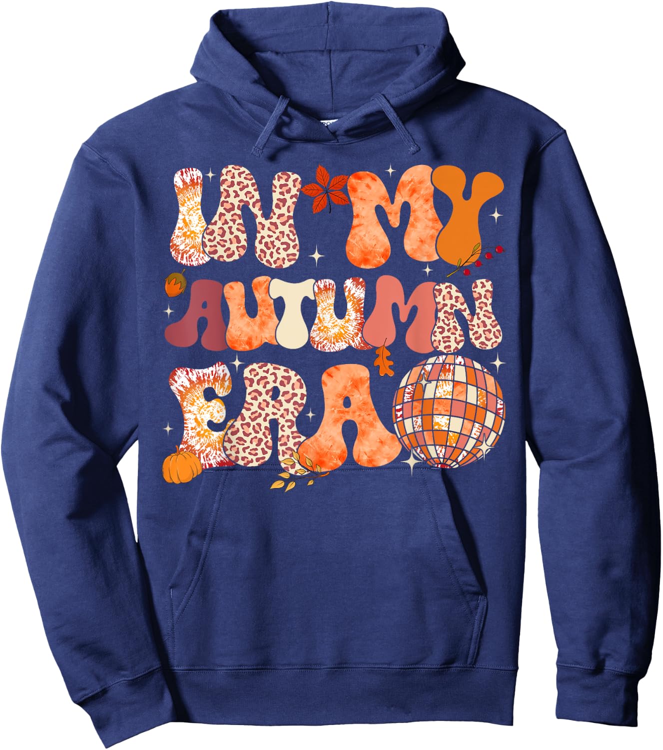 In My Autumn Era Leopard Tie Dye Thanksgiving Autumn Fall Hoodie - Hoodie | Navy