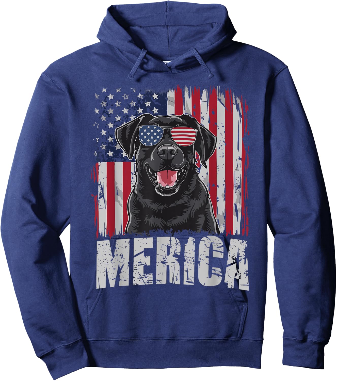 Black Labrador Retriever 4th Of July Merica USA Flag Men Hoodie - Hoodie | Navy