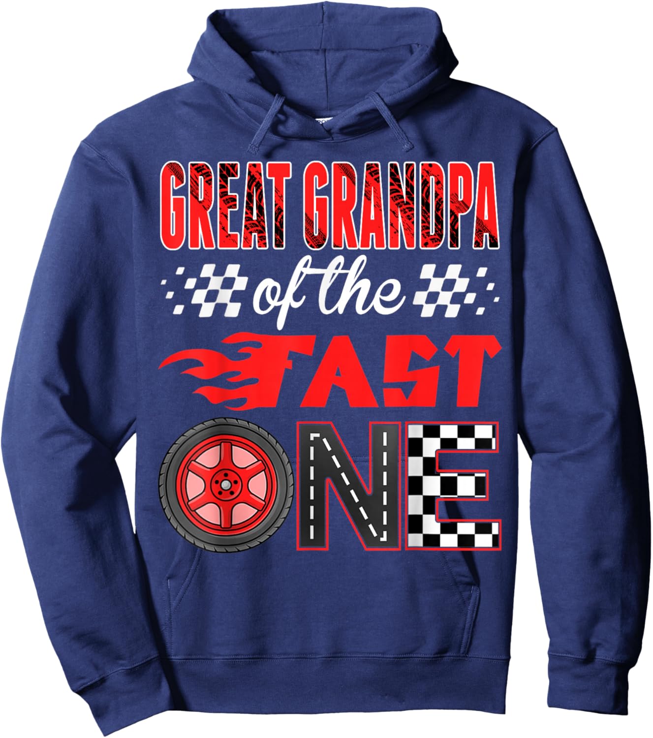 Great Grandpa of The Fast One Birthday 1st Race Car Family Hoodie - Hoodie | Navy