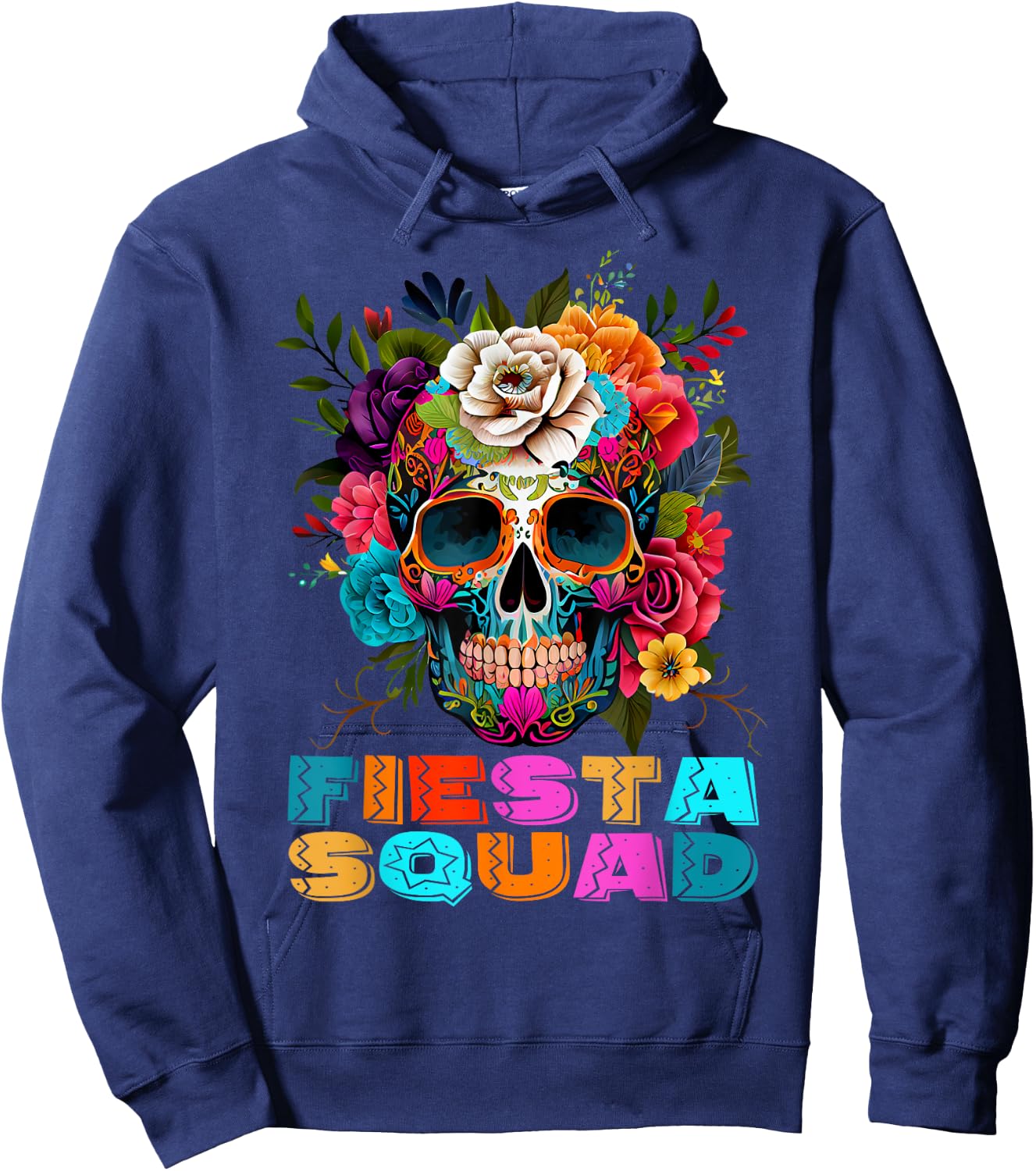 Funny Cinco De Mayo Shirts Fiesta Squad Mexican Skull Kids Hoodie - Hoodie | Navy