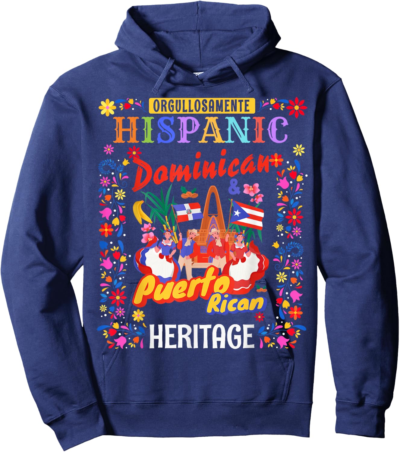 Puerto Rican & Dominican Flag Outfit Idea Women Dominican Hoodie - Hoodie | Navy
